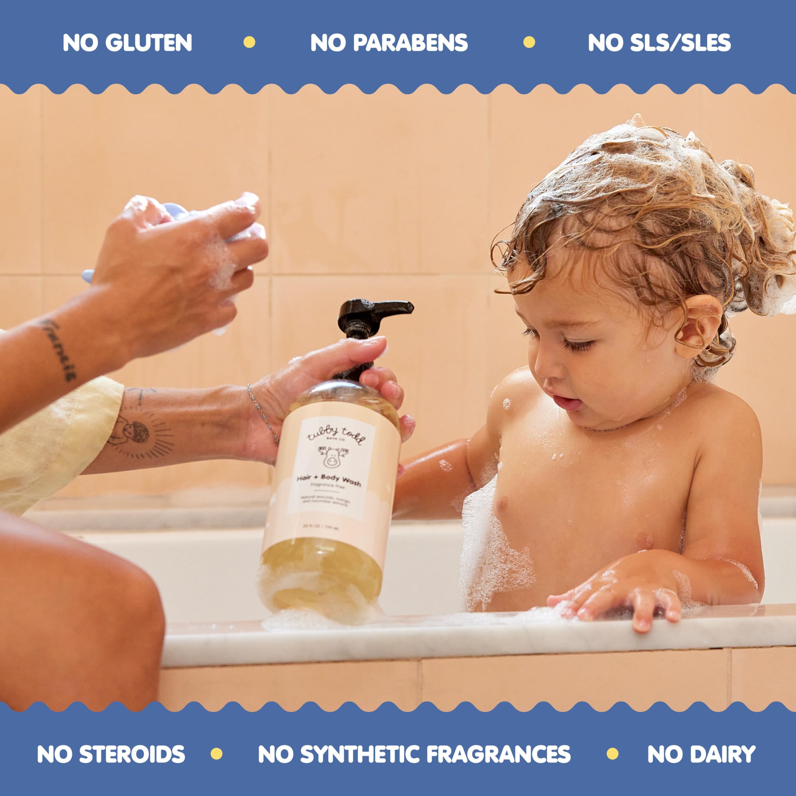 TUBBY TODD Baby Hair & Body Wash - Gentle Natural Shampoo & Wash for Newborns, Infants & Toddlers - Hypoallergenic, Non-Toxic - Lavender Rosemary Scent - 2 Pack (8.5oz + 25oz) - Perfect for Bath Time, Sensitive Skin Care & Daily Baby Hygiene
