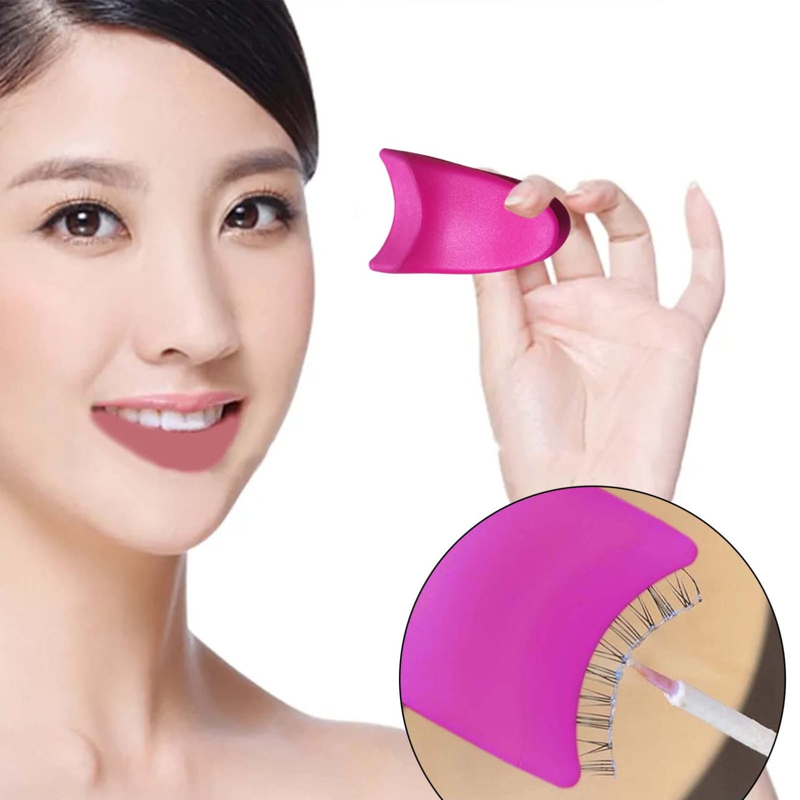 Gcroet False Eyelash Applicator Tool - 36mm Wide Eyelash Clip for Beginners, Rose Red Lash Holder Tweezers - Perfect for Eyelash Extensions & Makeup Application