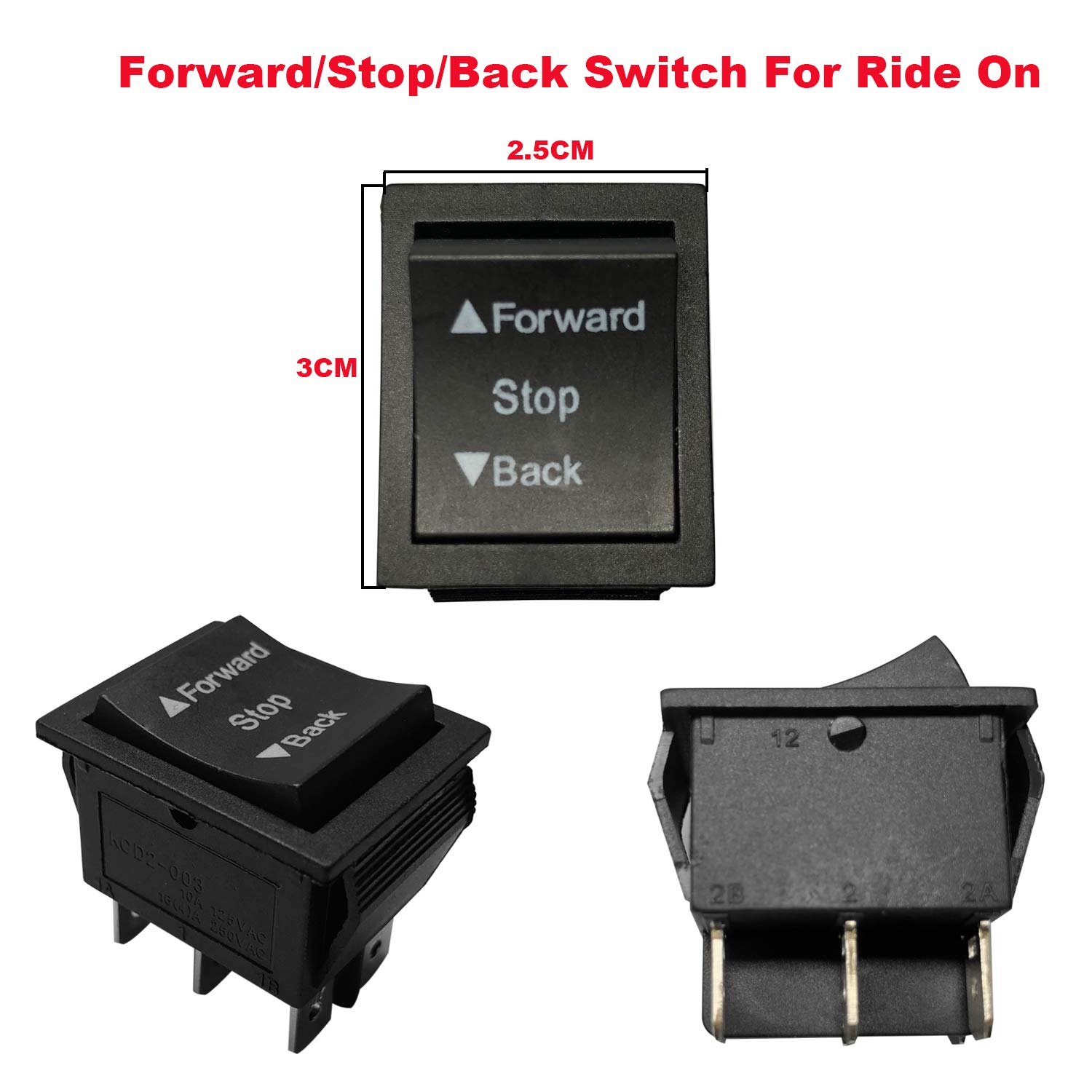 2PCS Forward Reverse Shift Switch for Kids Ride-On Toys - Electric Car Accessories Replacement Parts - Forward Stop Backward Switch for Children's Ride On Cars (Perfect for DIY Repairs & Toy Maintenance)