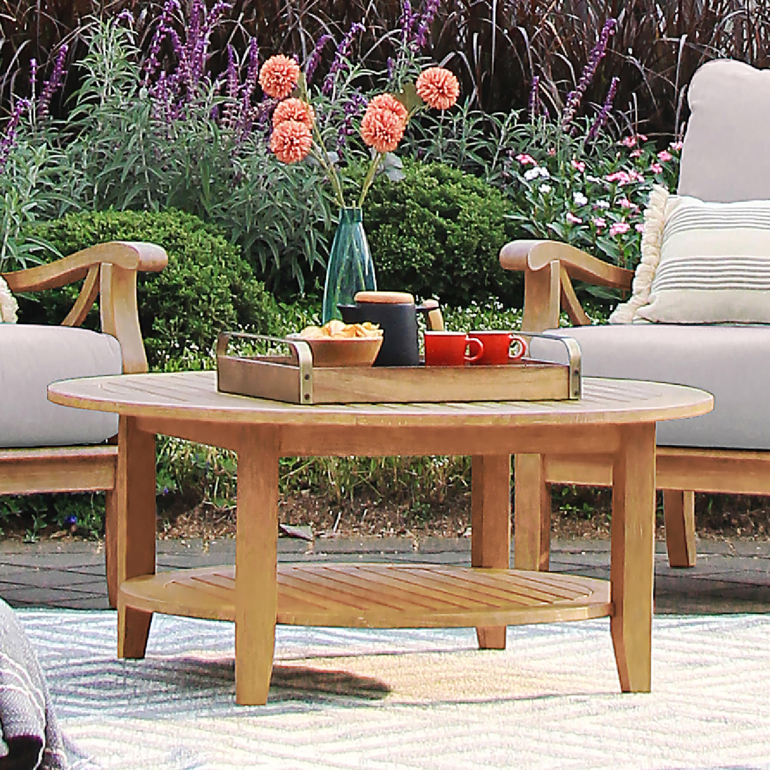 Cambridge Casual Arie 40-Inch Natural Teak Patio Coffee Table - Outdoor Furniture for Garden, Deck, Poolside & Backyard Relaxation