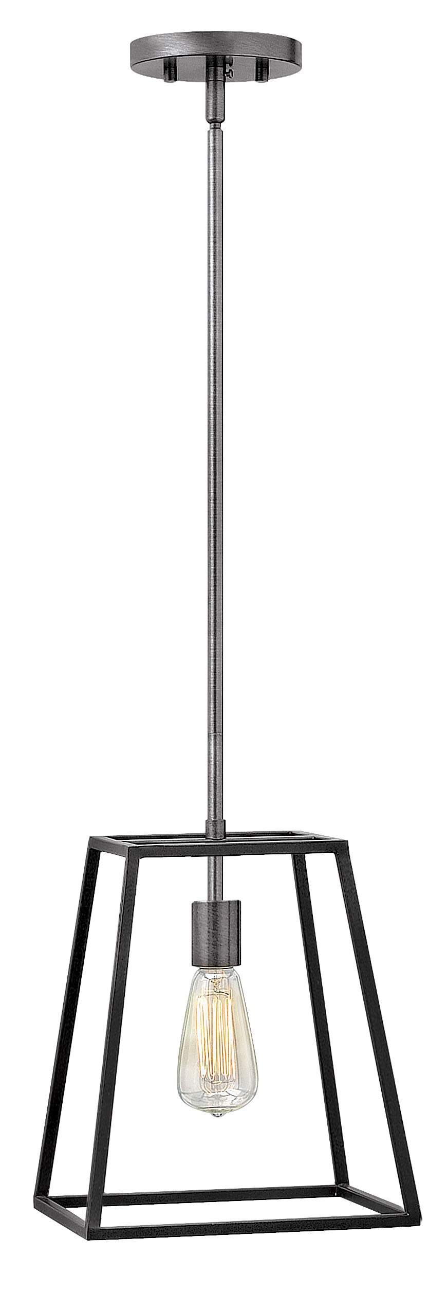 10W Fulton 1 Light Large Industrial Pendant Light Fixture in Aged Zinc Finish - Perfect for Kitchen Island, Dining Room or Entryway Lighting