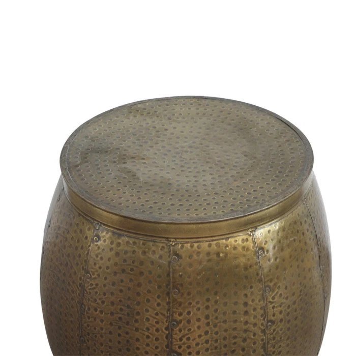 Handmade Brass Look Hammered Side Table - Metal End Table for Living Room & Entryway | Vintage Industrial Accent Table for Bedroom, Office & Small Spaces