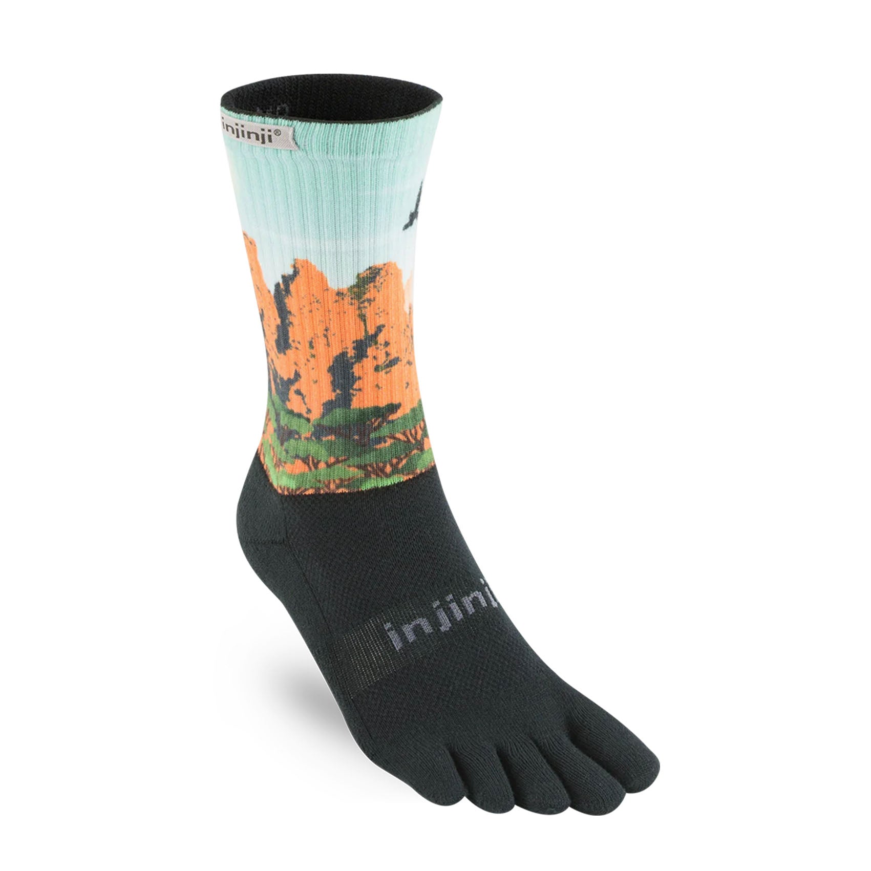 Men's Injinji Trail Midweight Crew Socks - Australiana Design - Hiking, Running & Outdoor Adventure Socks for Toe Protection & Comfort