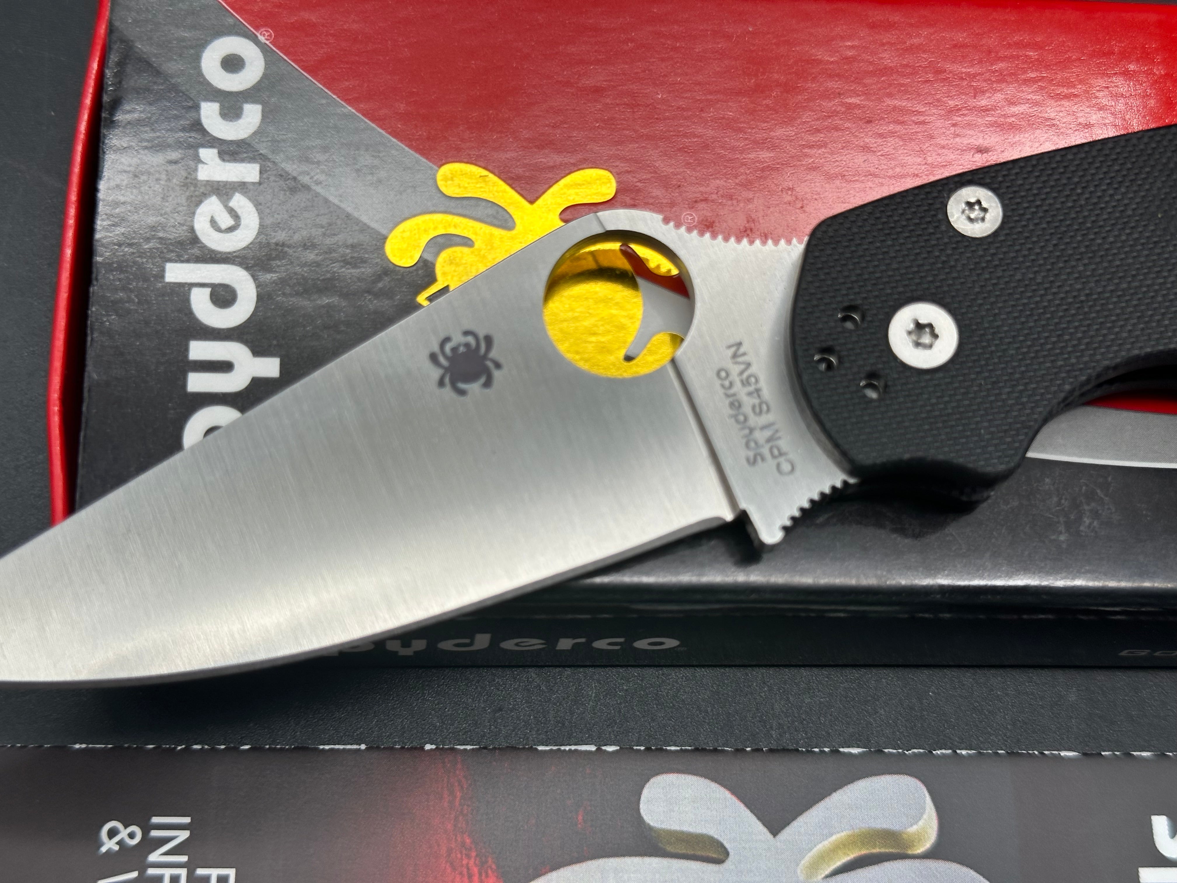 Spyderco Para Military 2 Folding Knife - S45VN Stonewash Blade, Black G10 Handle - EDC, Camping, Survival & Tactical Use