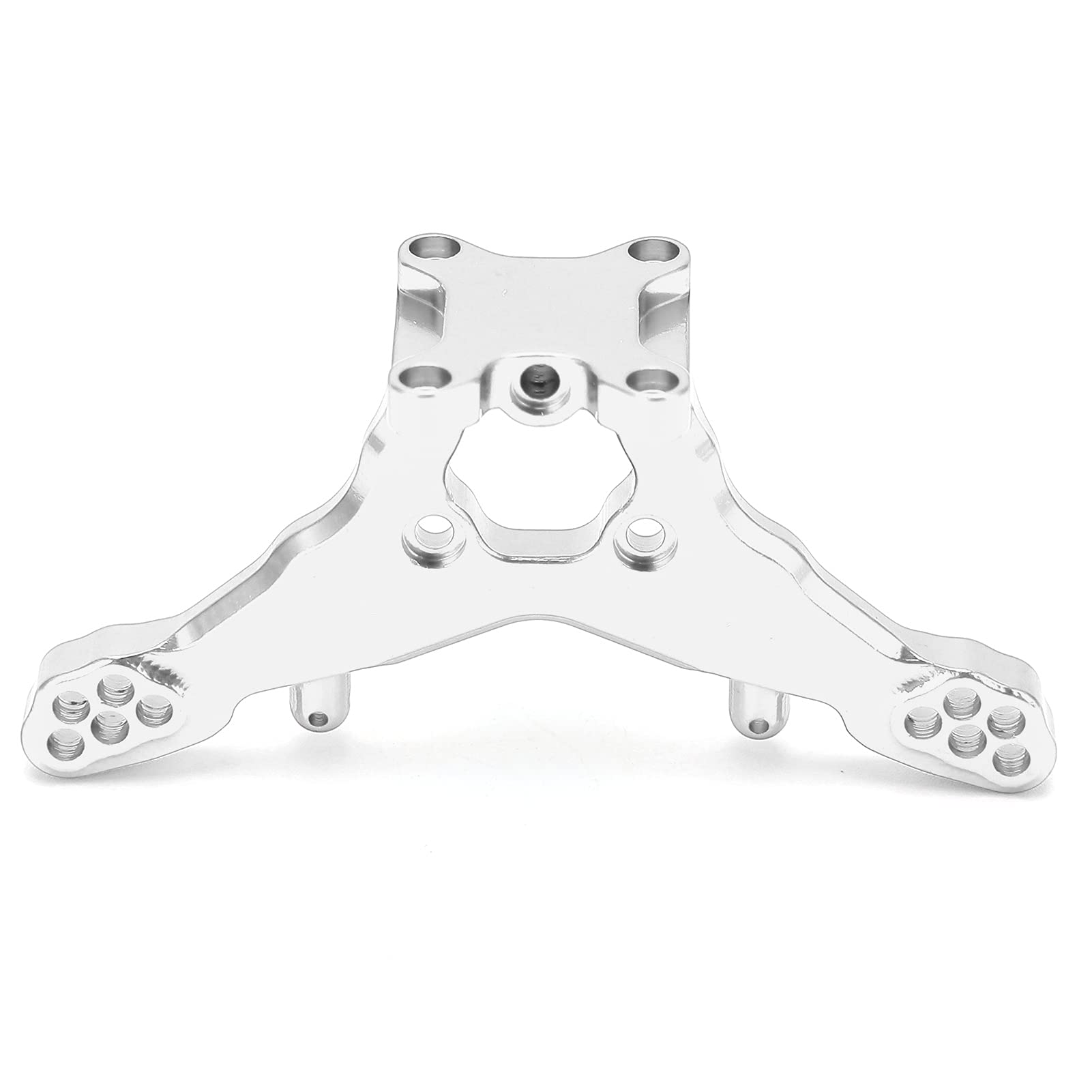 Nusind RC 1/18 Rear Damper Mount - Lightweight High Strength Aluminum Shock Absorber Bracket for Mini-T 2.0 & 1/18 Scale RC Cars (Silver) | DIY Upgrade Part for Off-Road Racing & Crawling Performance
