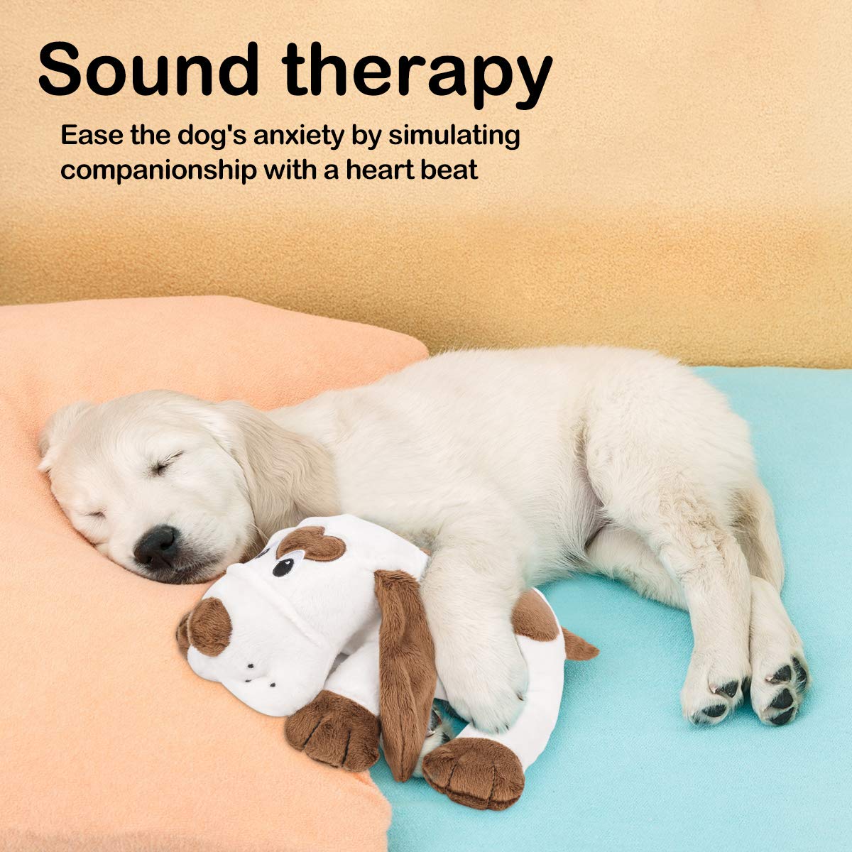 Puppy Heartbeat Stuffed Animal Toy - Calming Dog Anxiety Relief & Sleep Aid for Crate Training - Comforting Heartbeat Toy for Puppies - Perfect for New Puppies, Separation Anxiety & Stress Relief