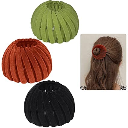 ASG Velvet Hair Clips for Women - 2 Pack Hair Bun Maker & Expandable Ponytail Holder, Soft Bird Nest Hair Accessories for Thick Hair - Perfect for Updos, Ponytails & Everyday Hairstyles