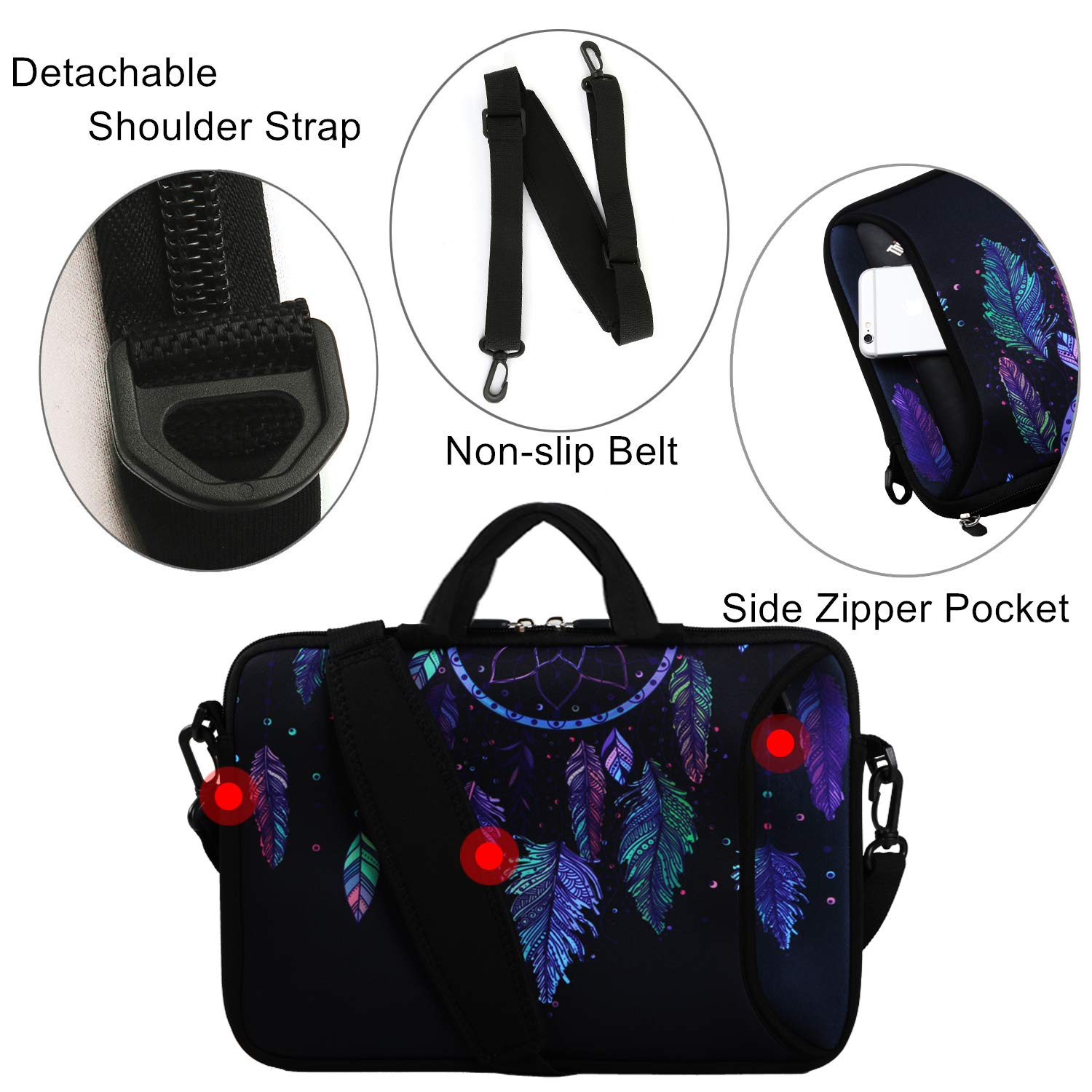 Violet Mist 11-13 Inch Laptop Shoulder Bag - Waterproof Neoprene Protective Sleeve with Handle & Shoulder Strap, Ideal for Work, School, and Travel