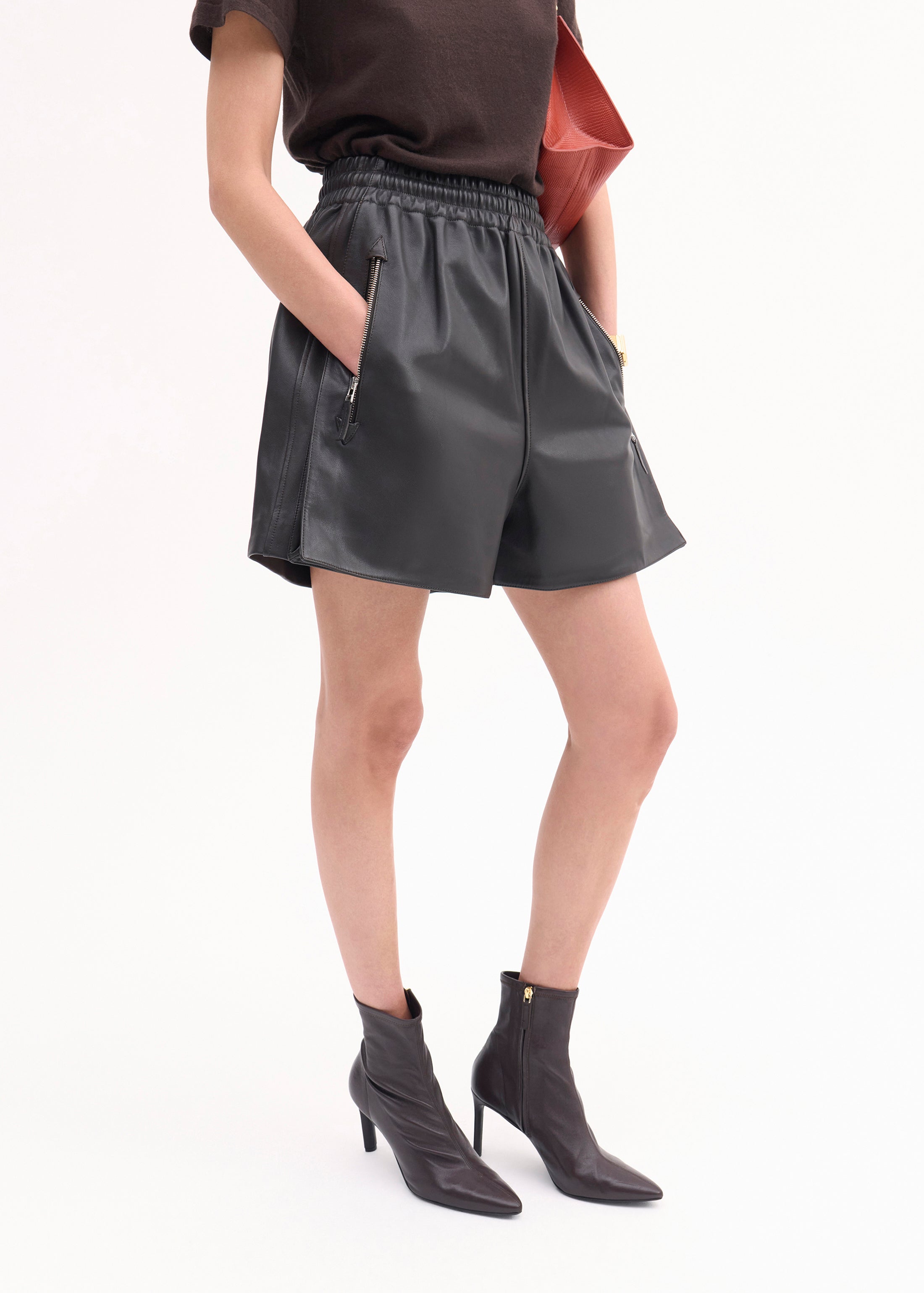 Men's Genuine Leather Combat Shorts in Chocolate Brown - Perfect for Motorcycle Riding, Outdoor Adventures & Casual Wear