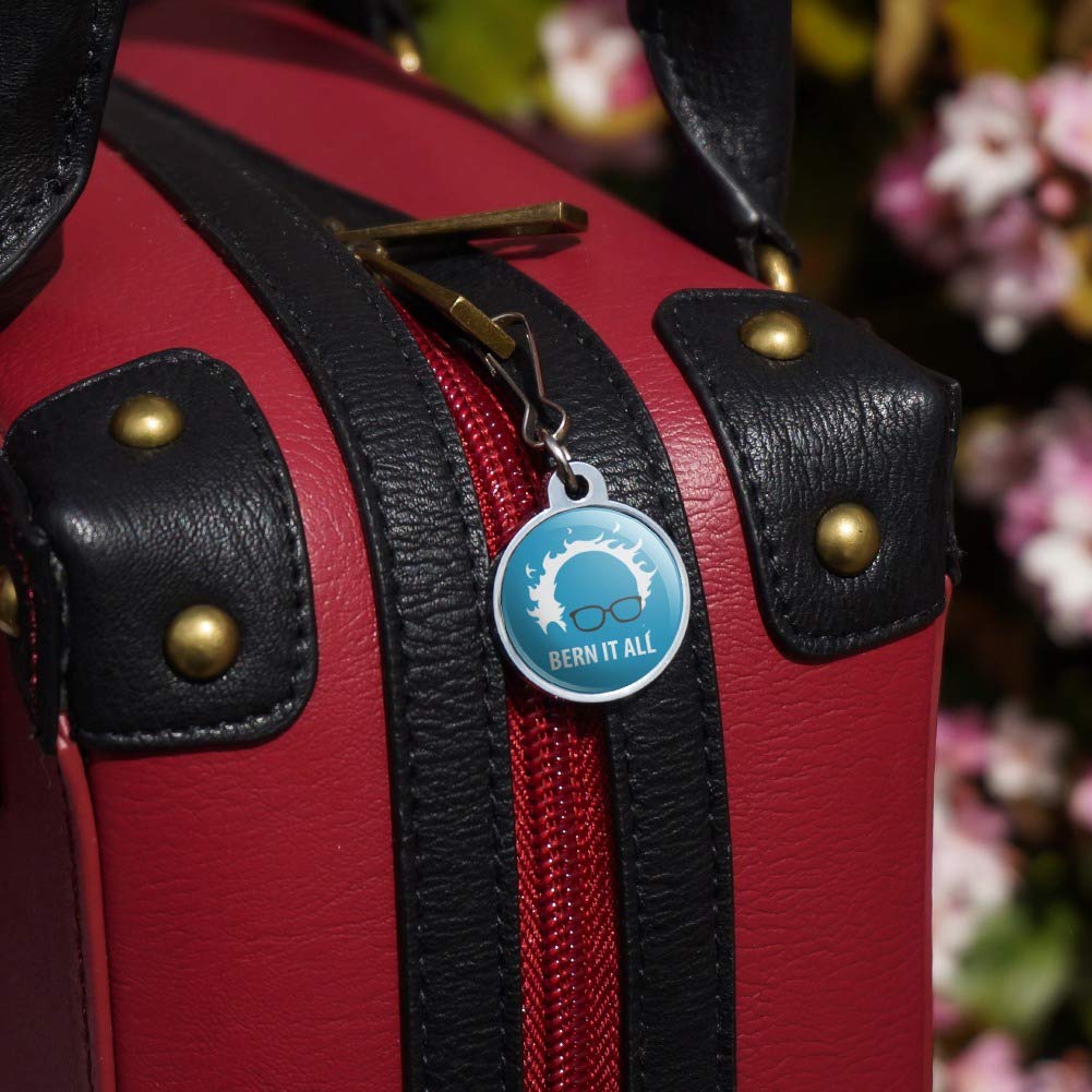 Bernie Sanders Burning Democrat Jacket Handbag Purse Luggage Backpack Zipper Pull Charm - Political Satire Accessories for Bags & Luggage - Perfect for Protests, Rallies & Political Events