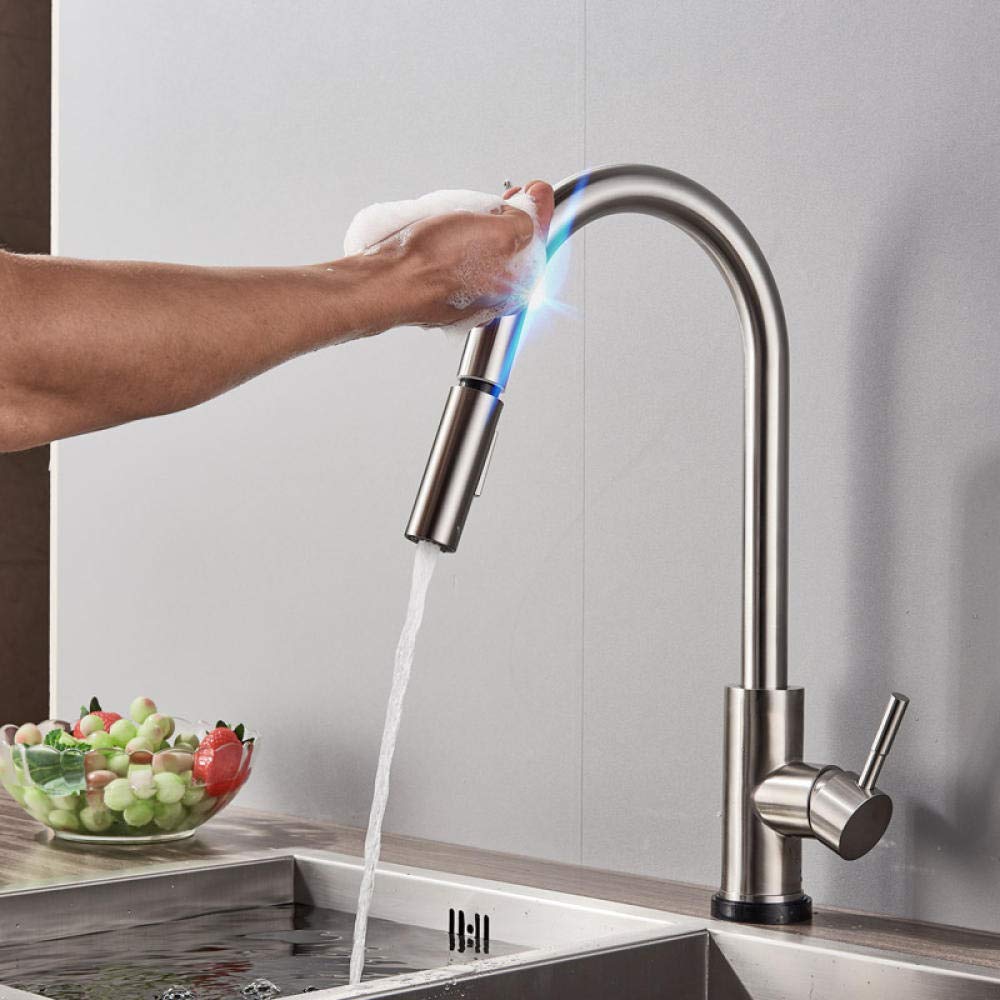 **Touch Sensor Kitchen Faucet with Pull-Out Spray - Sensitive Touch Control, Modern Mixer Tap for Easy Cooking & Dishwashing**    **Perfect for Busy Kitchens, Restaurants, and Home Chefs - Effortless One-Touch Operation & Water-Saving Design**