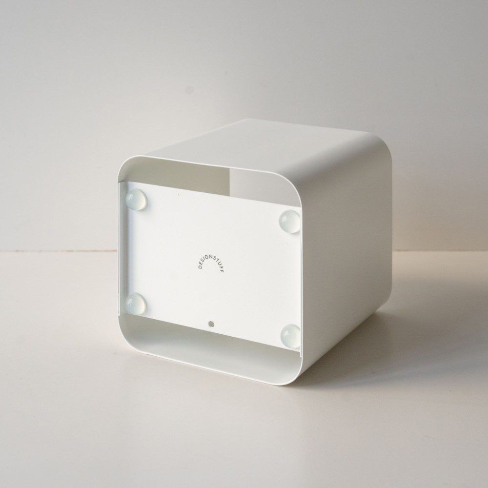 Square Tissue Box with Metal Lid - White & Brushed Steel Home Decor | Modern Tissue Holder for Living Room, Bathroom & Office