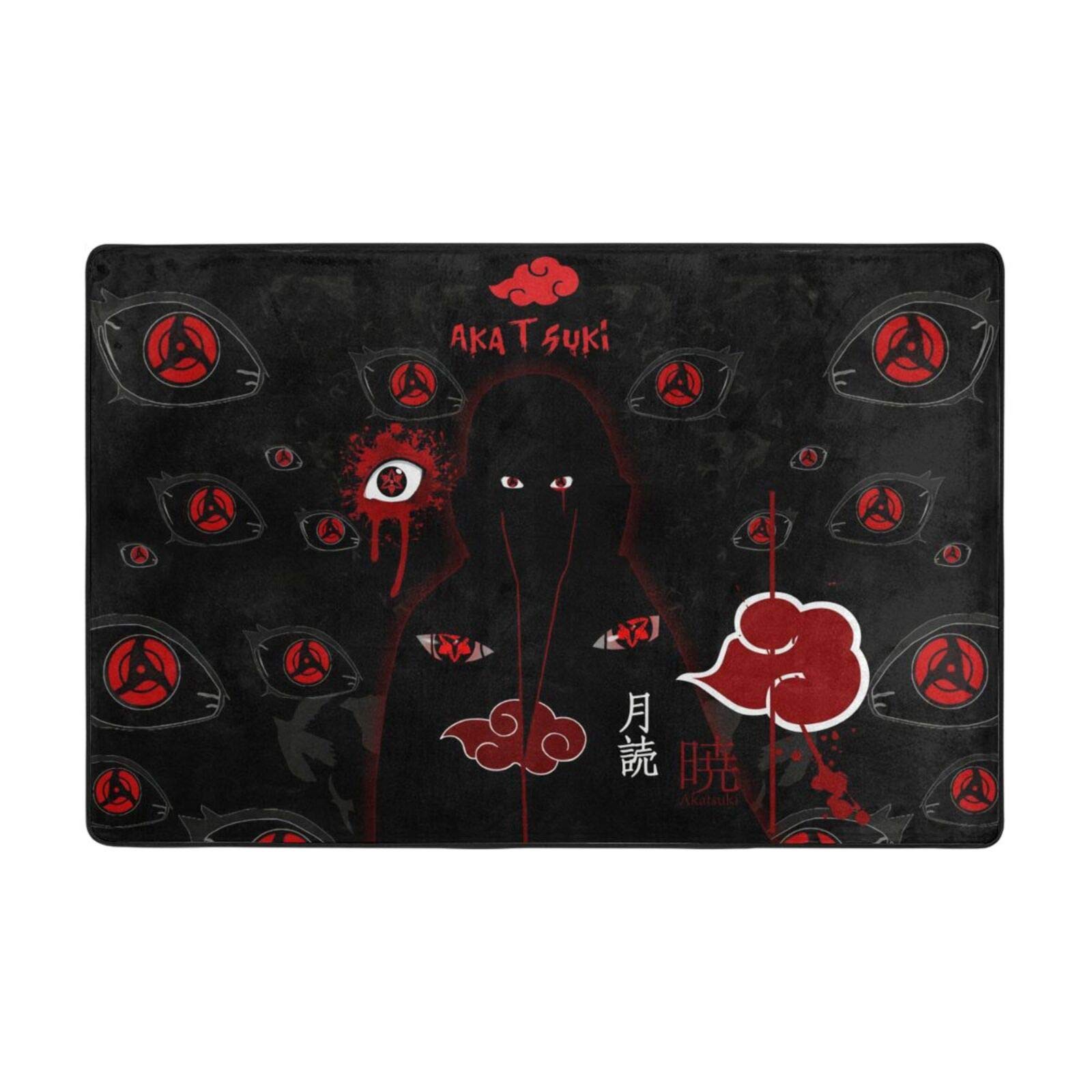 Anime Red Cloud Area Rug - Flannel Microfiber Non-Slip Bath Mat, Water Resistant Floor Carpet for Bathroom, Living Room, Bedroom, Hallway - 72x48 Inches - Perfect for Home Decor, Kids Play Mat & Anti-Bunching Floor Protection