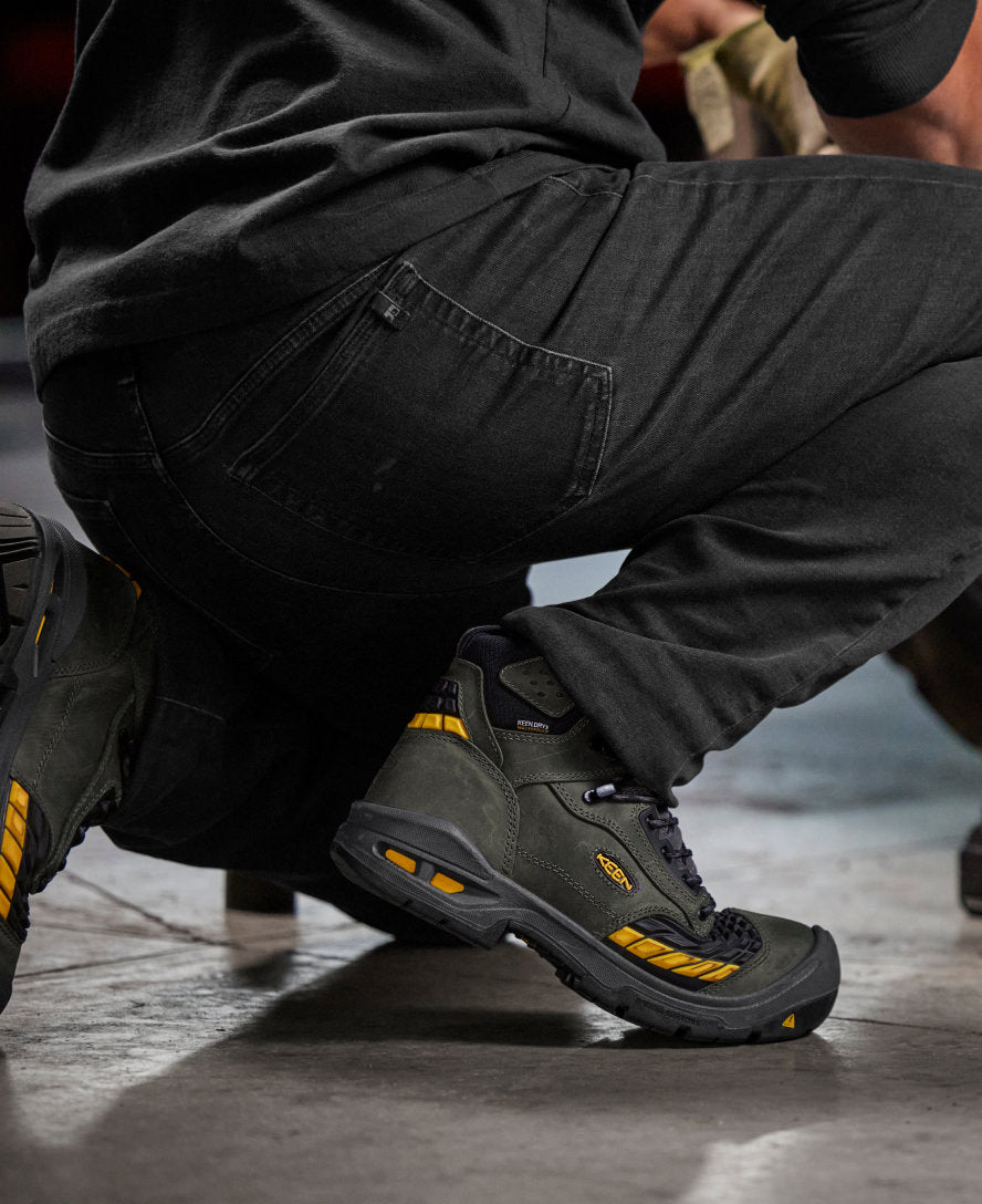 Men's Troy 6 Waterproof Work Boots with Carbon Toe - Slip Resistant Safety Shoes for Construction & Outdoor Work | Magnet/Black