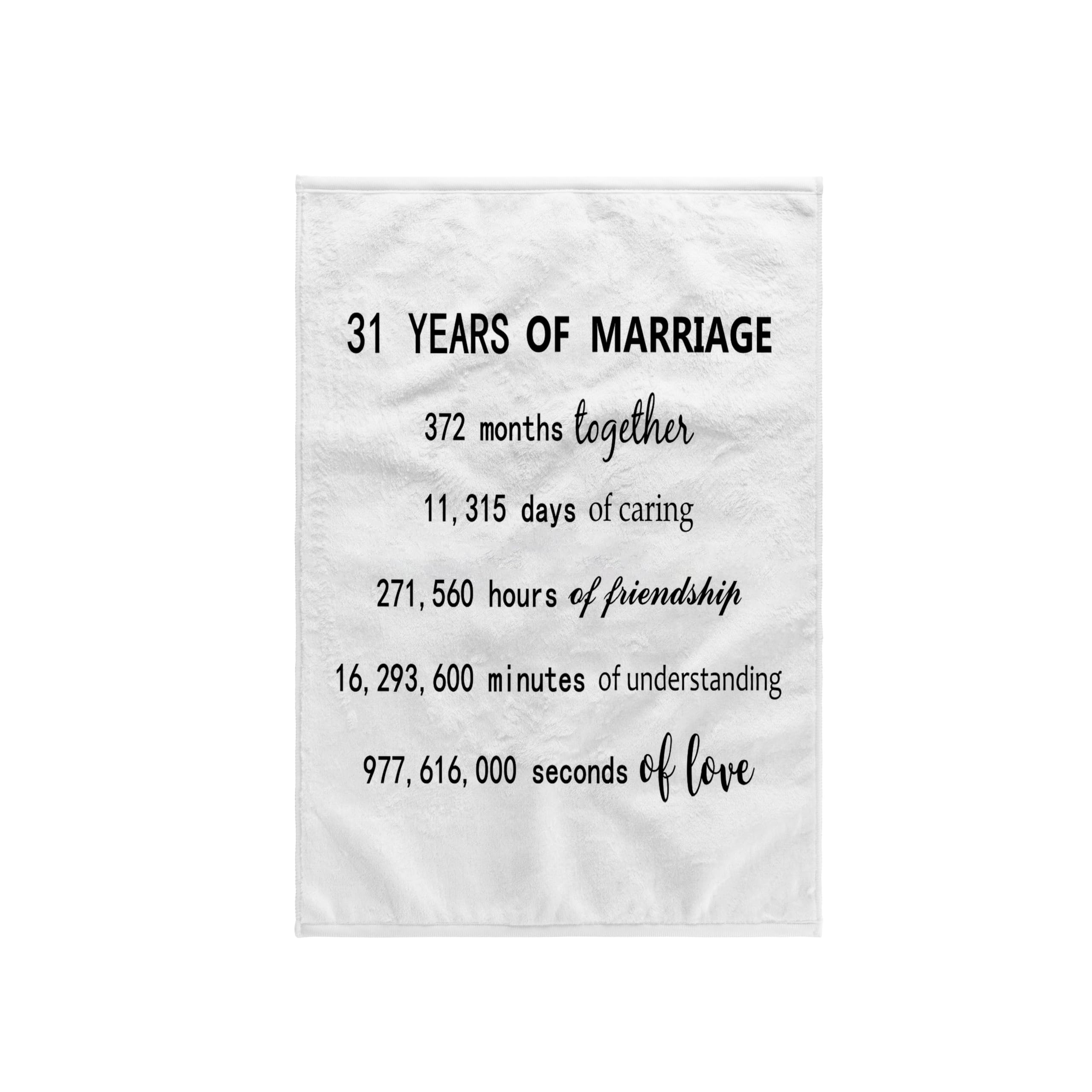 3D Rose 31st Wedding Anniversary Towel - 31 Years of Marriage Celebration Gift for Couples - Personalized Cotton Kitchen & Bath Towel Set - Perfect for Anniversary Gifts, Home Decor & Romantic Surprises