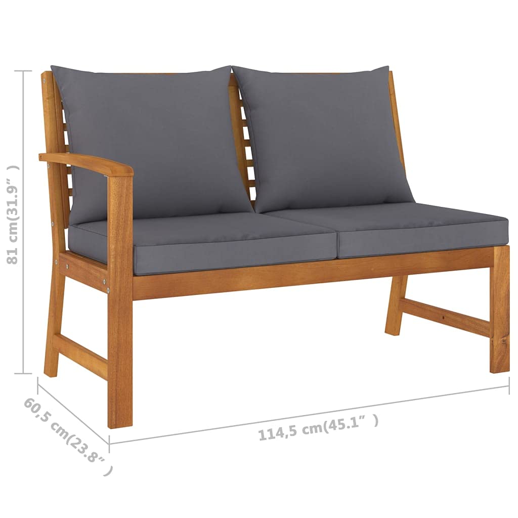 vidaXL Outdoor Lounge Set - Solid Acacia Wood Modern Patio Furniture with Cushions & Coffee Table | Weather-Resistant & Durable | Perfect for Backyard, Garden, Poolside or Terrace Relaxation