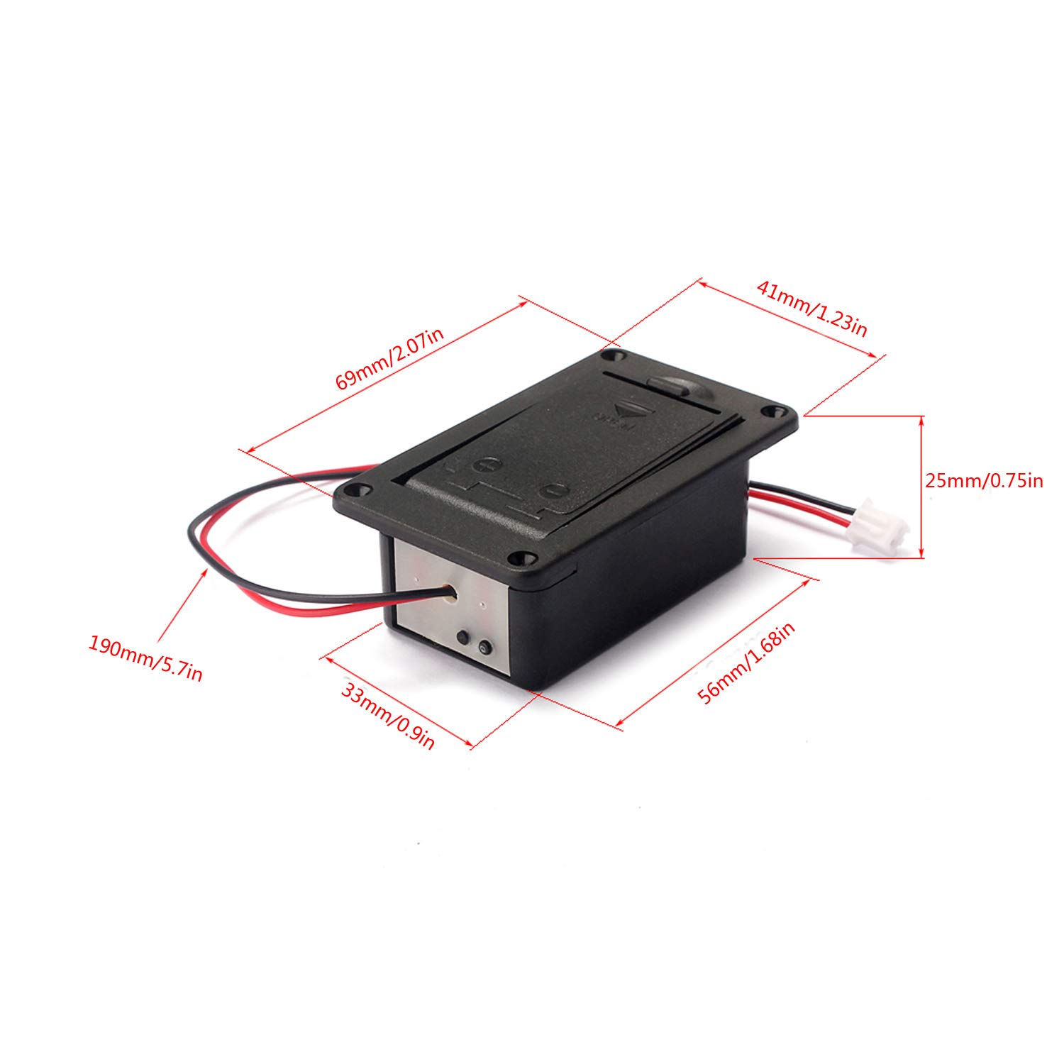 9V Guitar Pickup Battery Box - Black Case Cover Holder for Guitar & Bass Pickups - Perfect for Live Performances & Studio Recording