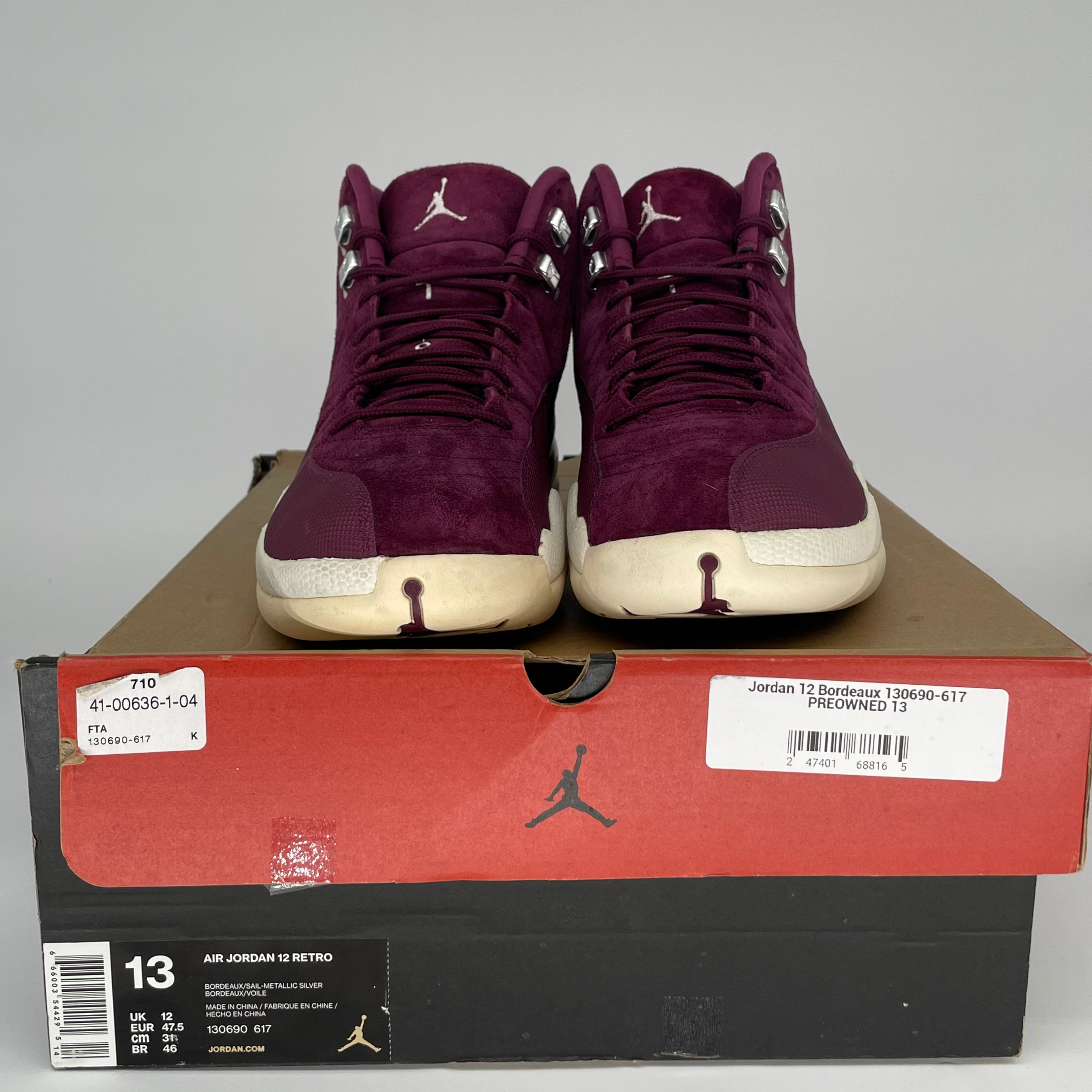 AIR JORDAN 12 Bordeaux Men's Basketball Shoes Size 13 - Retro 130690-617 for Court Performance & Street Style