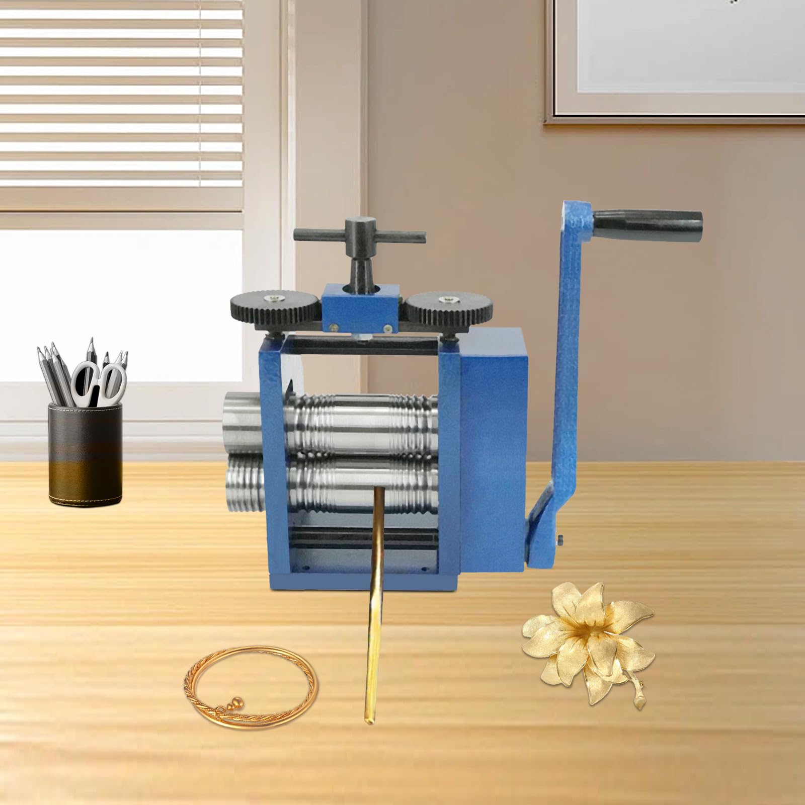 LOYALHEARTDY Manual Jewelry Rolling Mill Machine - Metal Sheet, Wire & Flat Pressing Tool for Jewelry Making, DIY Craft & Metalworking | Perfect for Goldsmiths, Hobbyists & Professional Jewelers