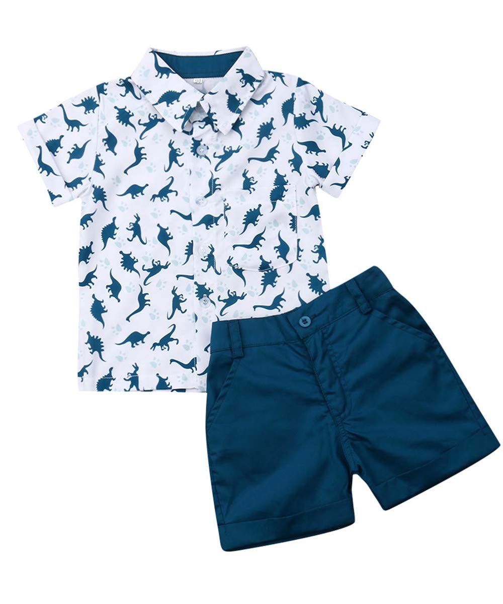 Boys' Floral Summer Shirt & Bermuda Shorts Outfit Set - Toddler & Kids Casual Beachwear for Outdoor Play, Vacation, and Family Photos