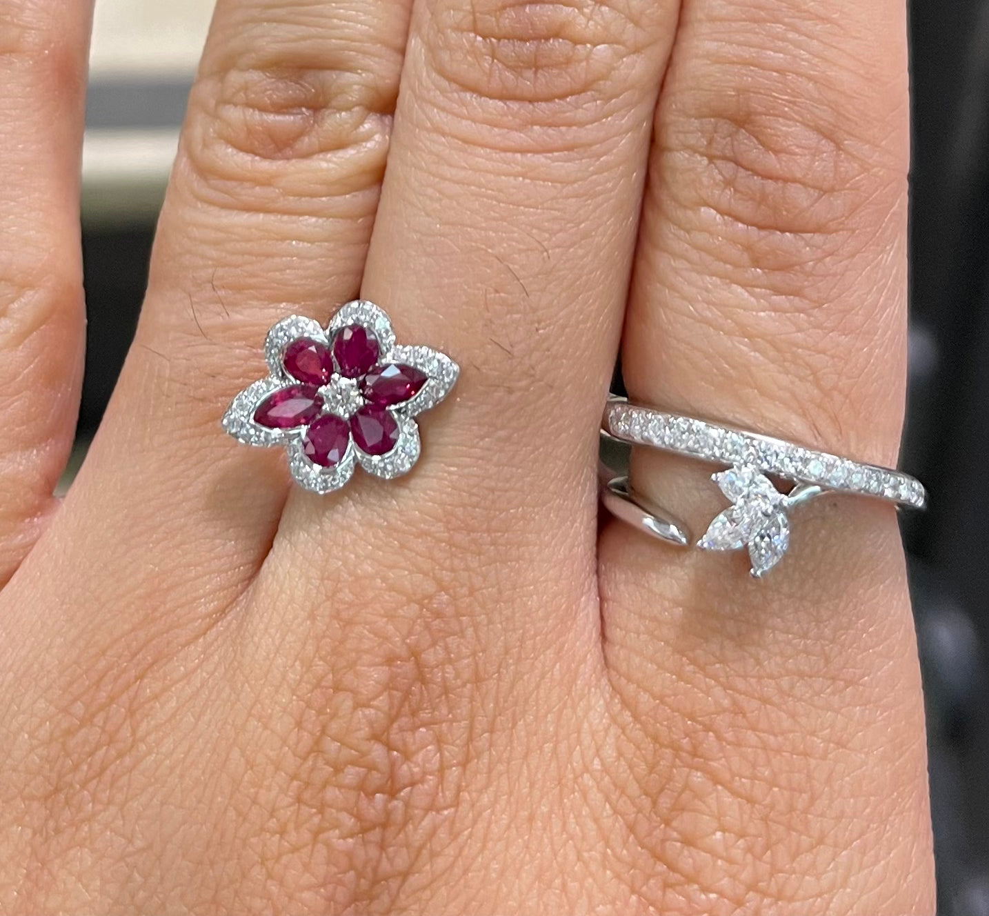 Exquisite Ruby and Diamond Transforming Ring for Women | Elegant Adjustable Jewelry for Engagement, Wedding & Special Occasions | Perfect Gift for Her