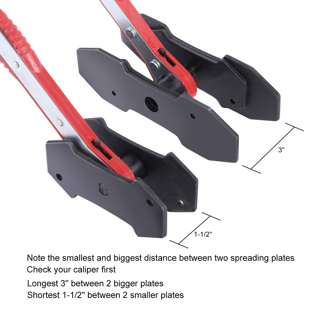 JIFETOR 360 Degree Swing Ratchet Brake Caliper Press Tool - Car Wheel Piston Spreader with 2 Extra Large Plates for Single/Twin/Quad/Sextuplet Piston Disc Brakes (Red) - Perfect for DIY Auto Repair & Professional Mechanic Use