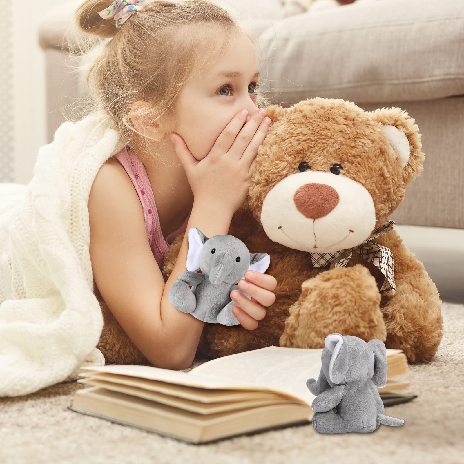 Skylety 4PCS Mini Elephant Stuffed Animals - Soft Cute Plush Toy for Baby Shower, Gender Reveal, Birthday Party Gifts (4 Inch, Grey) | Perfect for Nursery Decor, Kids Room, Carnival Prizes & Toddler Comfort
