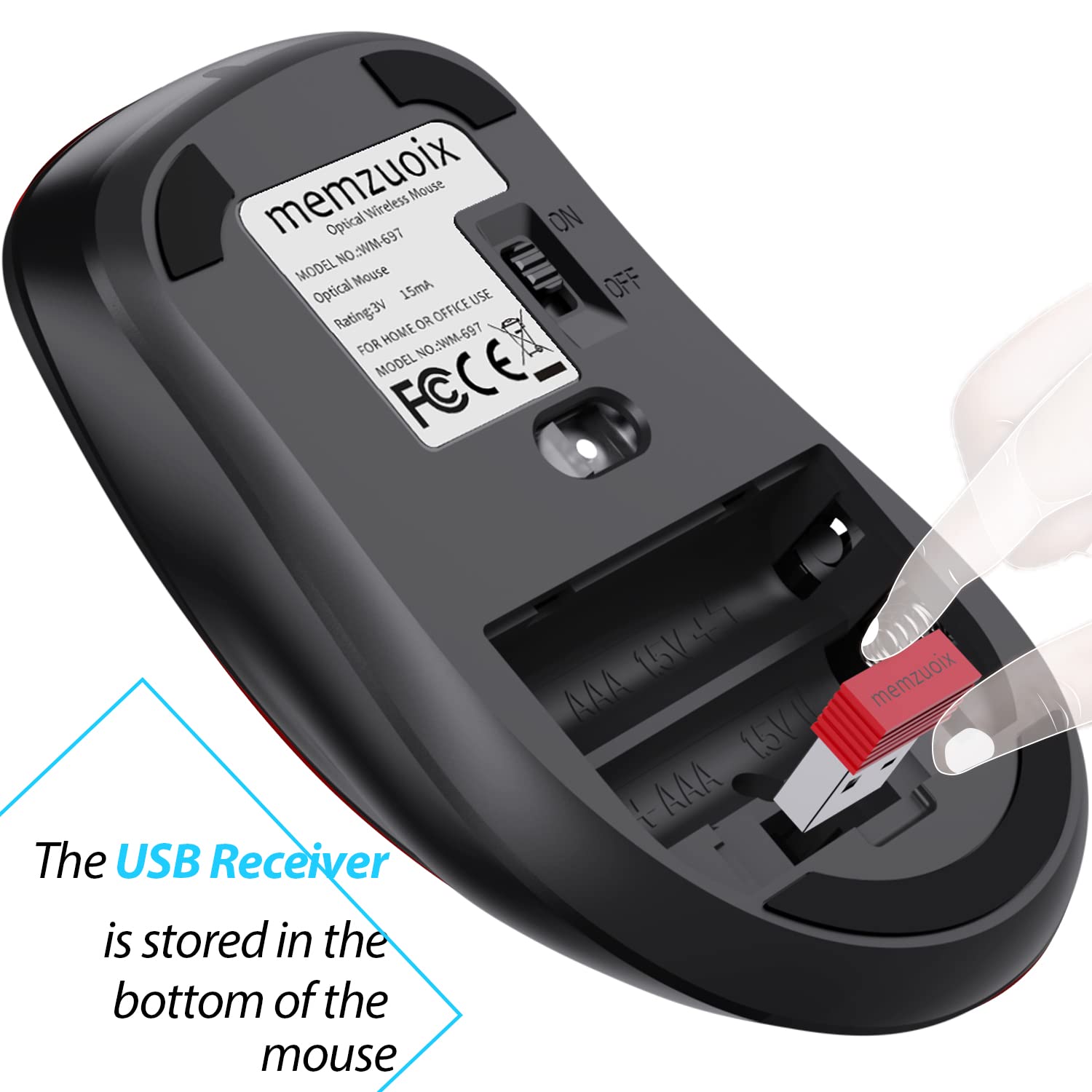 2.4G Wireless Mouse with USB Receiver - 1400 DPI Ergonomic Cordless Mouse for Laptop, PC, Desktop - Portable Battery Powered 5-Button Computer Mouse (Black) | Perfect for Office Work, Gaming & Travel Use