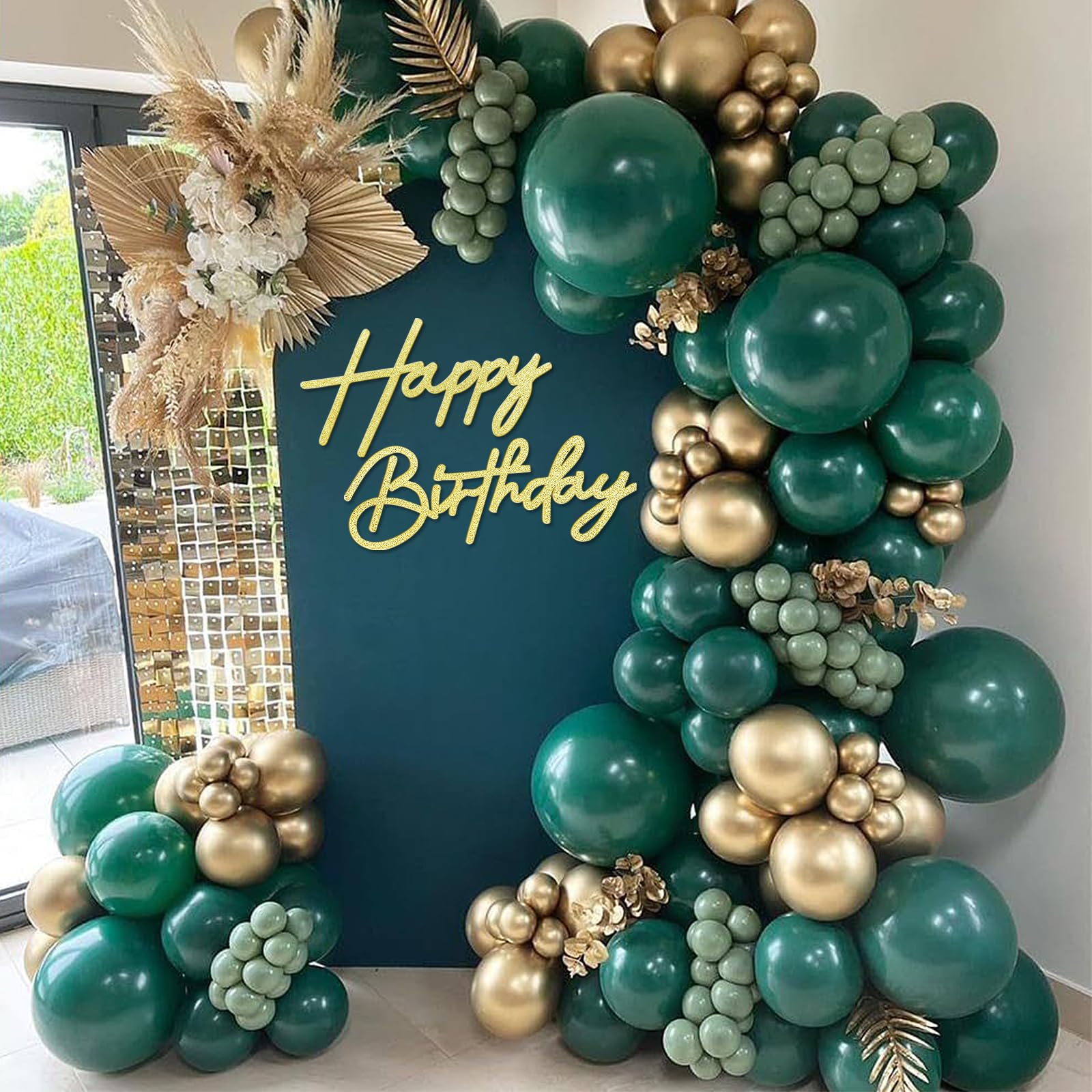 Glitter Felt Happy Birthday Sign for Party Backdrop - Gold Letter Banner for Balloon Arch Decorations, Baby Shower & Birthday Celebrations | Perfect for Wall Decor, Photo Booth Backgrounds and Event Styling
