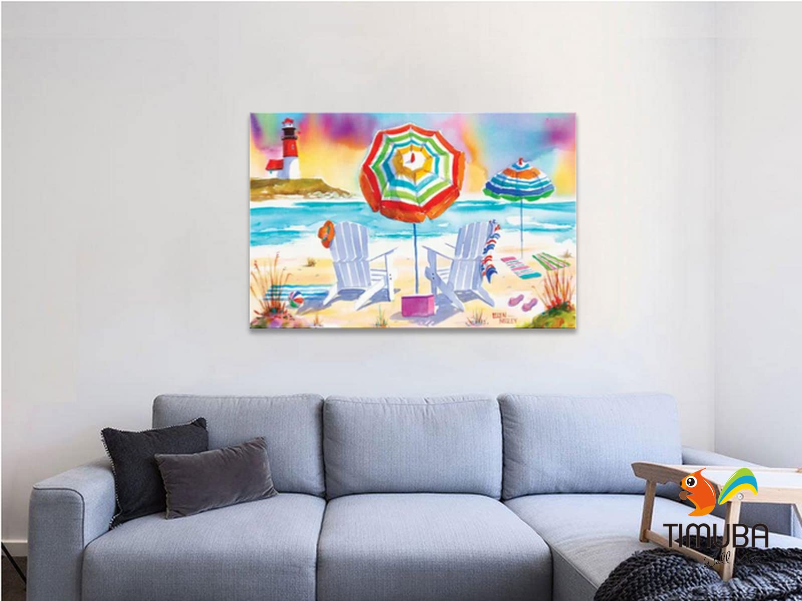TIMUBA Abstract Beach Canvas Wall Art - 32x48 Inches Bathroom Decor, Coastal Theme Pictures for Wall Decoration - Perfect for Beach House, Bathroom, or Coastal Living Room Décor