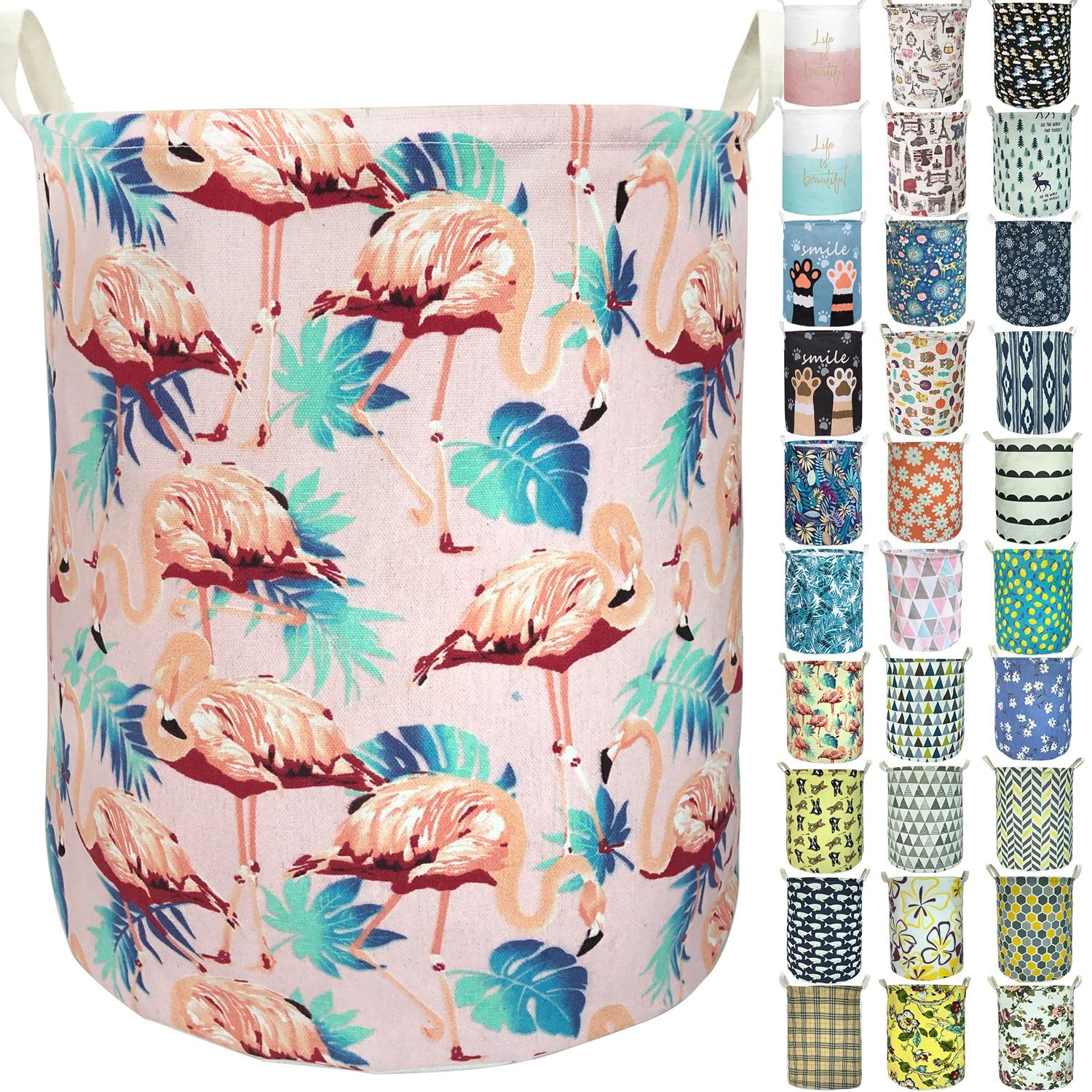 Merdes 19.7’’ Waterproof Foldable Laundry Hamper - Portable Dirty Clothes Basket & Storage Organizer for Laundry, Toys & Linens (Flamingo Pink) | Perfect for Bedroom, Bathroom, Dorm & Nursery Organization