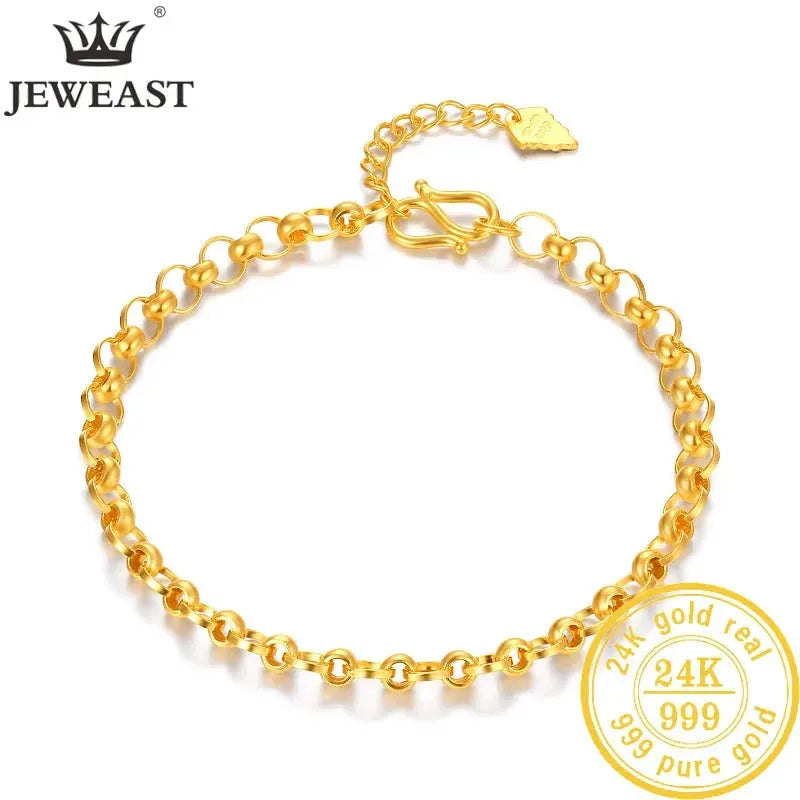 24K Pure Gold Bracelet - 999 Solid Real Gold Bangle for Women, Elegant & Romantic Jewelry Gift for Anniversary, Valentine's Day, Birthday | Trendy & Classic Design | 2023 New Collection
