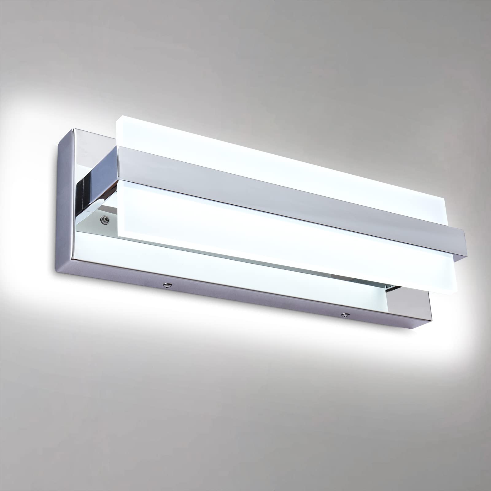 Dimmable LED Vanity Light - Chrome Acrylic Bathroom Mirror Lighting for Home