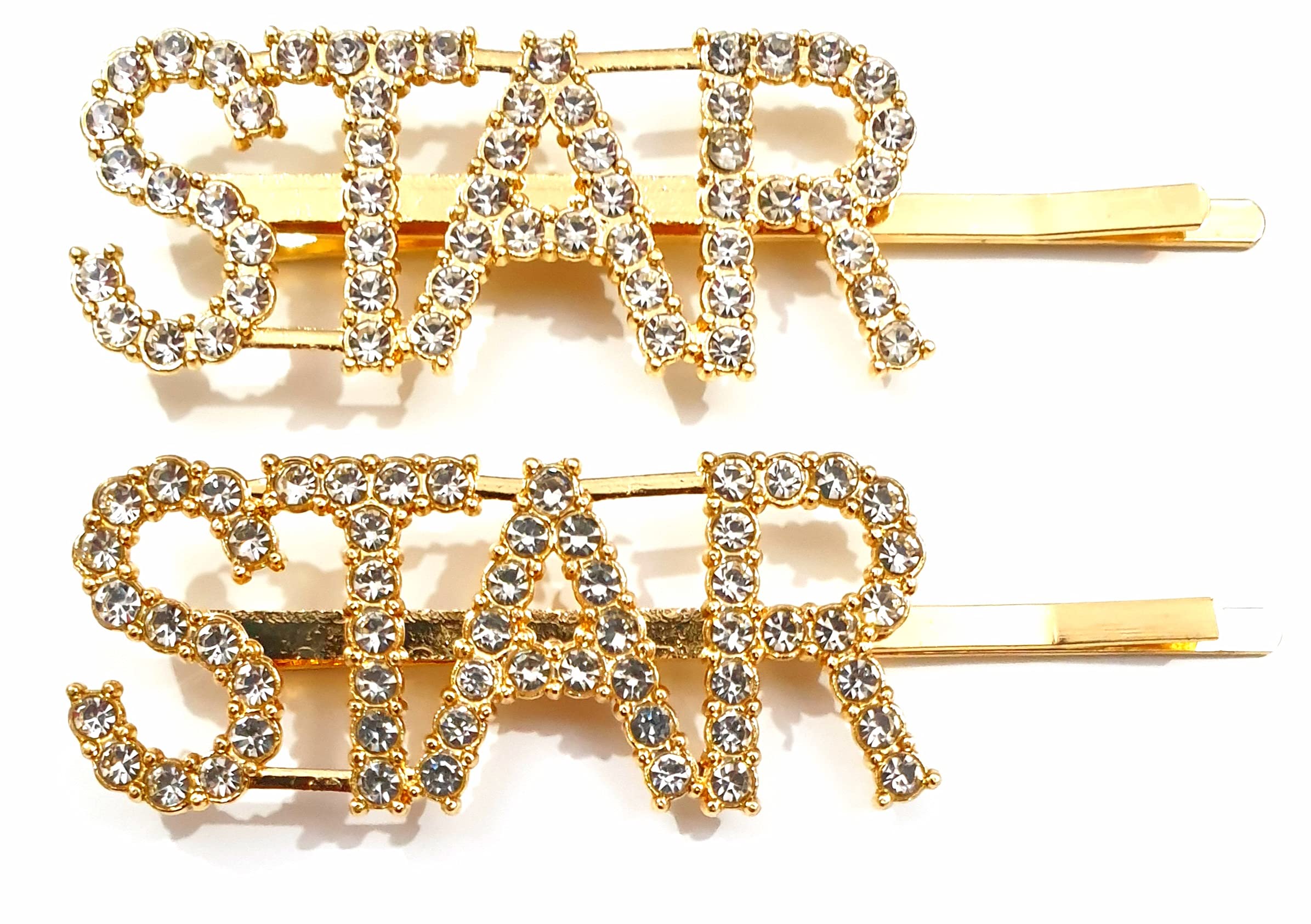 ANNACREATIONS Korean Style Rhinestone Crystal Letter Hair Pins - Elegant Hair Accessories for Women & Girls (Perfect for Weddings, Parties & Daily Styling)