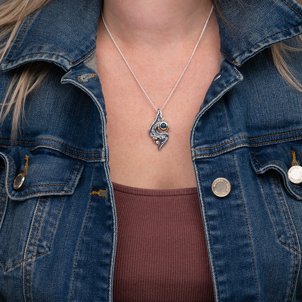 10K Gold & Silver Apatite Rocks 'n Rivers Pendant Necklace - Elegant Jewelry for Women, Perfect for Everyday Wear & Special Occasions