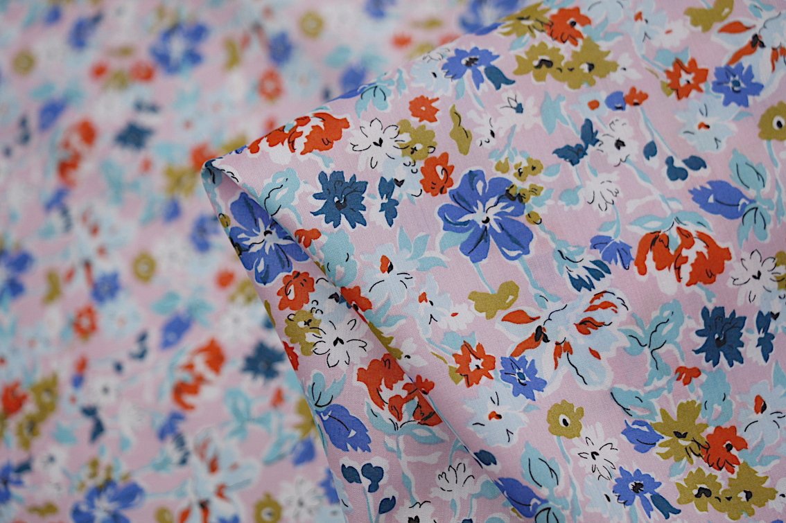California Bloom Pink Tana Lawn - Lightweight Cotton Fabric for Dresses, Skirts & Blouses - Perfect for Summer Fashion & DIY Sewing Projects