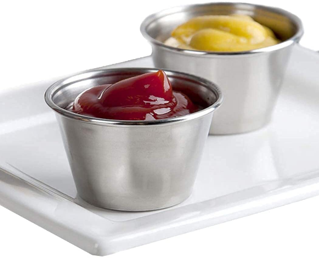 Premium Stainless Steel Ramekin Dipping Sauce Cups - 12-Pack 1.5 oz Small Condiment Cups for Restaurants, Catering & Home Use - Commercial Grade Round Individual Serving Dishes for Sauces, Dressings & Dips