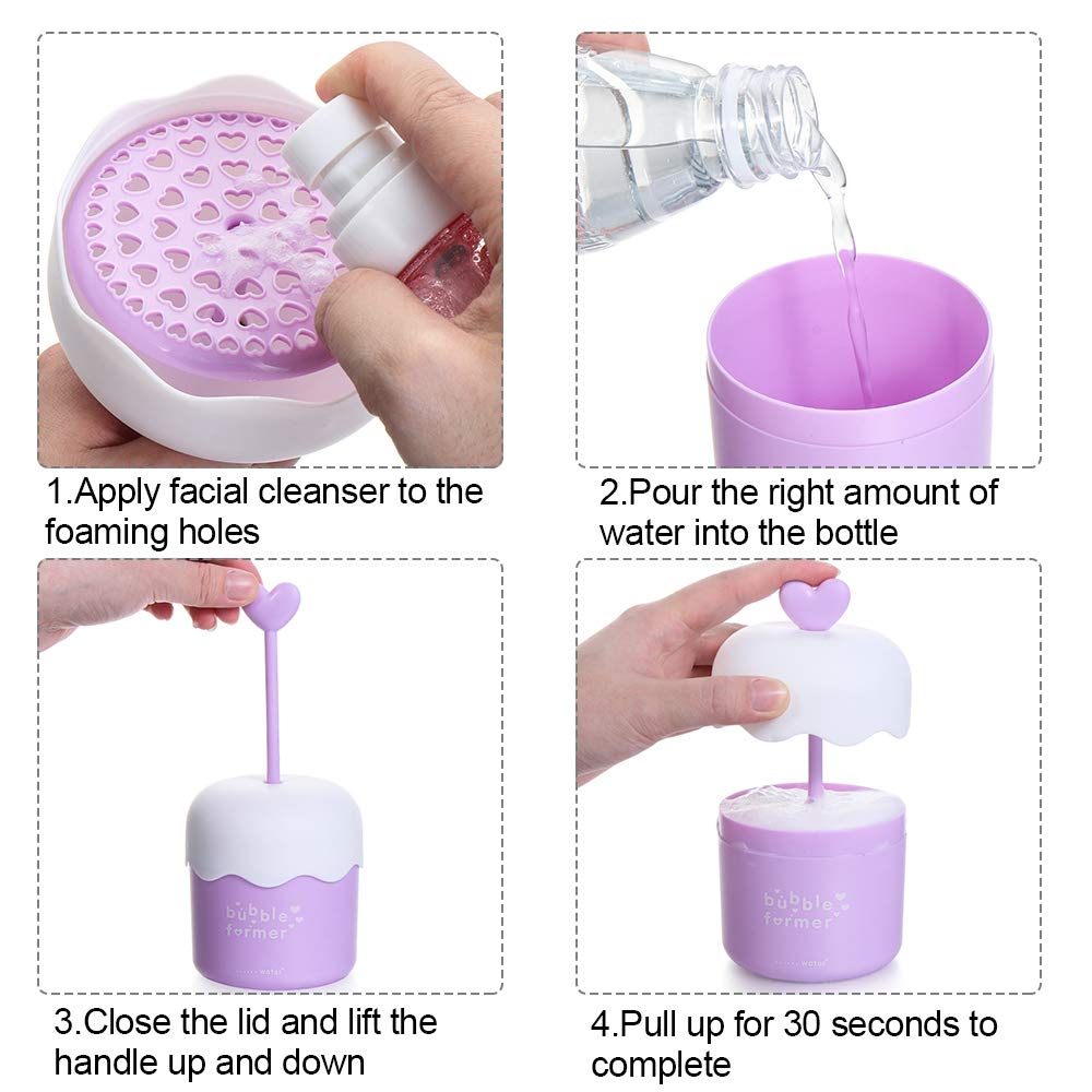 2Pcs Plastic Bubble Foamer for Face Wash - Facial Cleanser Foam Maker Cup, Bubble Foam Device for Deep Cleansing | Perfect for Skincare Routine, Spa Day & Travel Toiletries