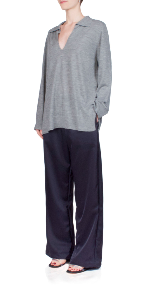 James Men's V-Neck Polo Shirt - Soft Cotton Casual Tee for Work & Weekend Wear - Grey