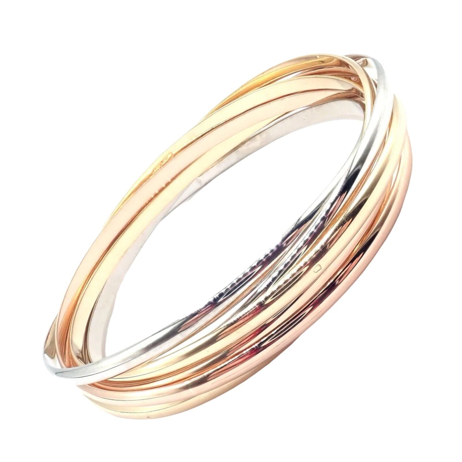 Authentic Vintage Cartier 18k Tricolor Gold 7 Band Trinity Bangle Bracelet - Luxury Jewelry for Women, Perfect Gift for Anniversary & Special Occasions