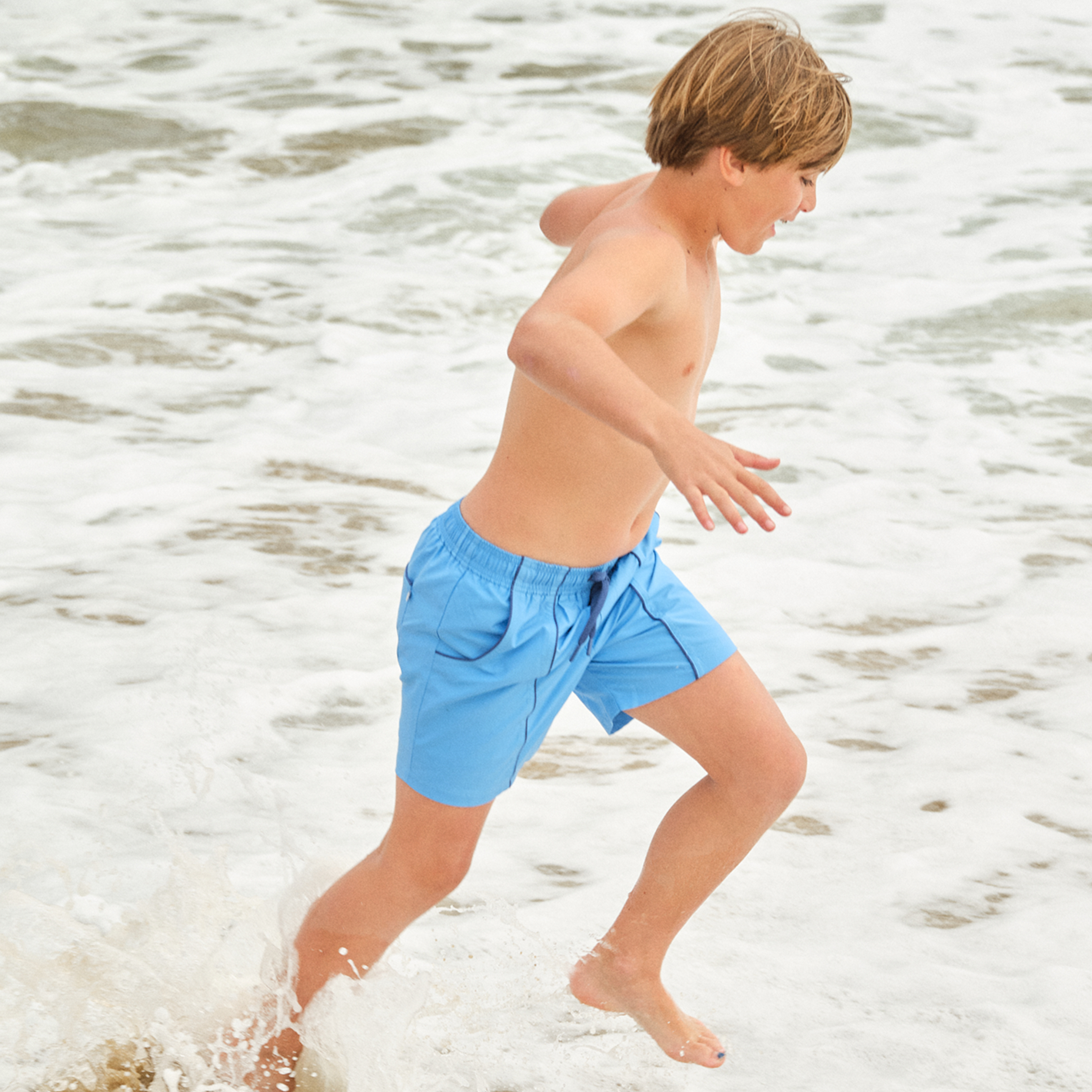 Boys Balboa Blue Panelled Board Shorts - Quick Dry Swim Trunks for Beach, Pool & Summer Activities