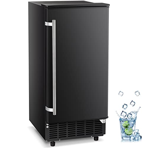 Kismile 80lbs/Day Built-in Ice Maker Machine - Commercial Lab Ice Cube Maker with Reversible Door, Drain Pump, 24H Timer & Self-Cleaning - Under Counter Ice Machine for Home, Office, Bar, Restaurant (Black) - Perfect for Cocktails, Beverages & Food Preservation