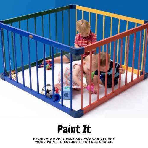 Safe & Durable Wooden Play Fence for Toddlers - Expandable Baby Playpen with Non-Toxic Finish | Ideal for Indoor Playrooms, Backyards & Childproofing Spaces