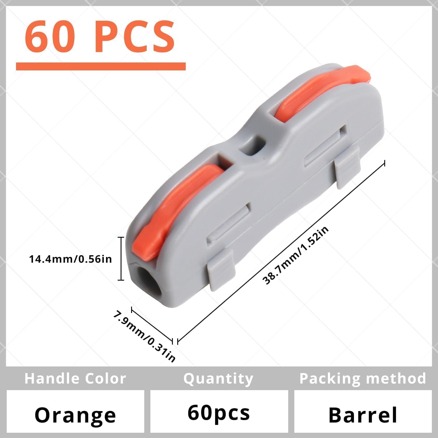60 Pcs Lever Nut Wire Connectors - Compact 1 in 1 Out Splicing Connectors for Electrical Wiring | Ideal for Home DIY, Automotive & Industrial Applications