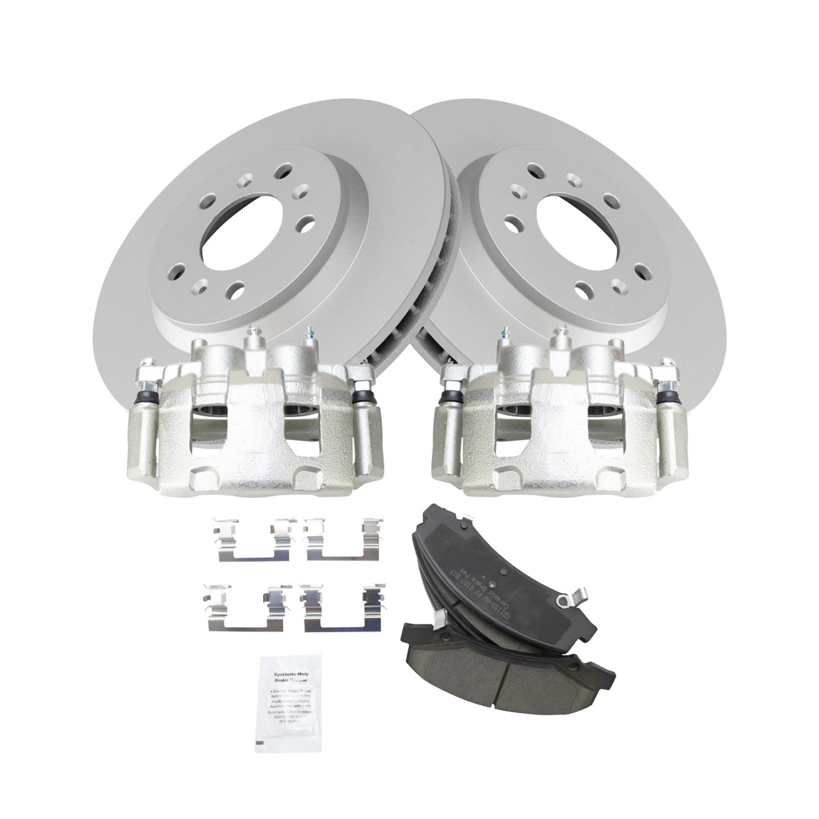 High-Performance Front Ceramic Brake Pad & Coated Rotor Caliper Kit with Brake Fluids - Compatible with Buick Chevy - Perfect for Daily Commuting, Highway Driving & Performance Upgrades