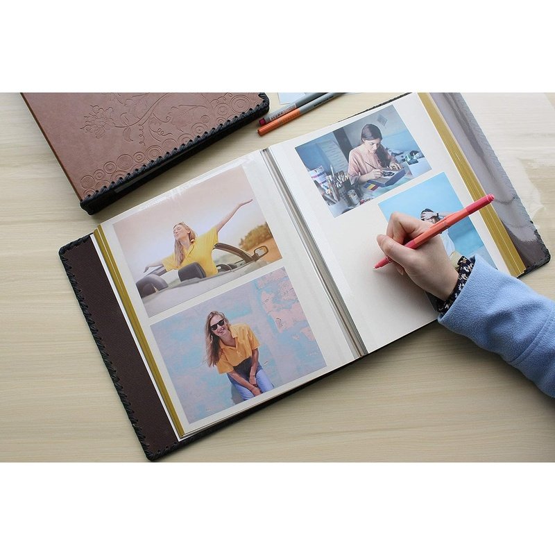 Premium Leather Photo Album Book - Holds 3x5, 4x6, 5x7, 6x8 & 8x10 Pictures - Perfect for Wedding, Family & Travel Memories Preservation