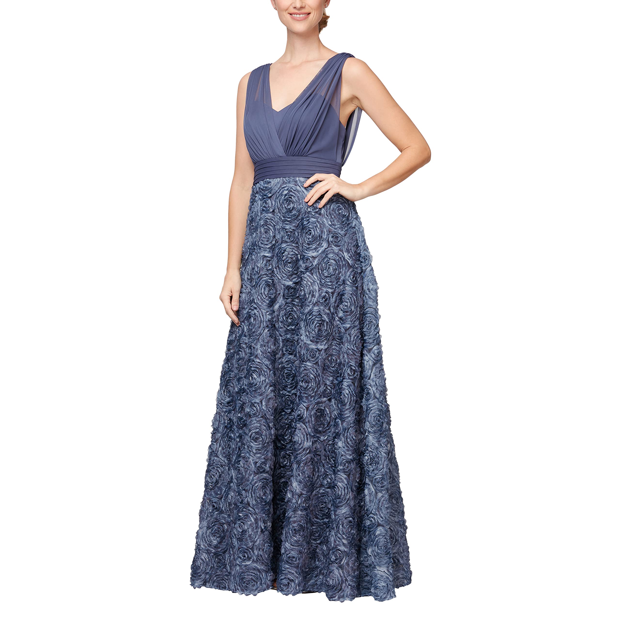 Alex Evenings Women's Long Cap Sleeve Dress - Elegant Formal Gown for Evening Parties, Weddings & Special Occasions
