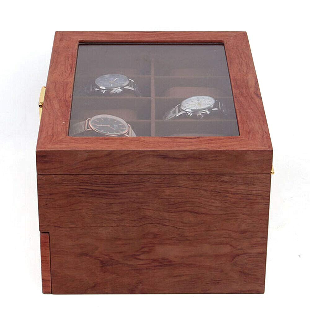 20-Slot Watch Organizer Box with Acrylic Top Lid - 2 Layer Wooden Watch Display Case for Men & Women - Perfect for Watch Collection Storage, Travel, and Gift Giving (Rosewood)