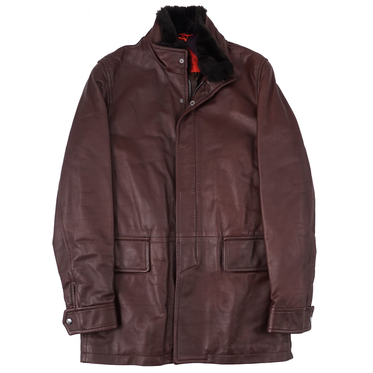 Isaia Premium Baby Buffalo Leather Jacket with Luxurious Fur Collar - Warm & Stylish Outerwear for Men, Winter Fashion, Casual & Formal Wear