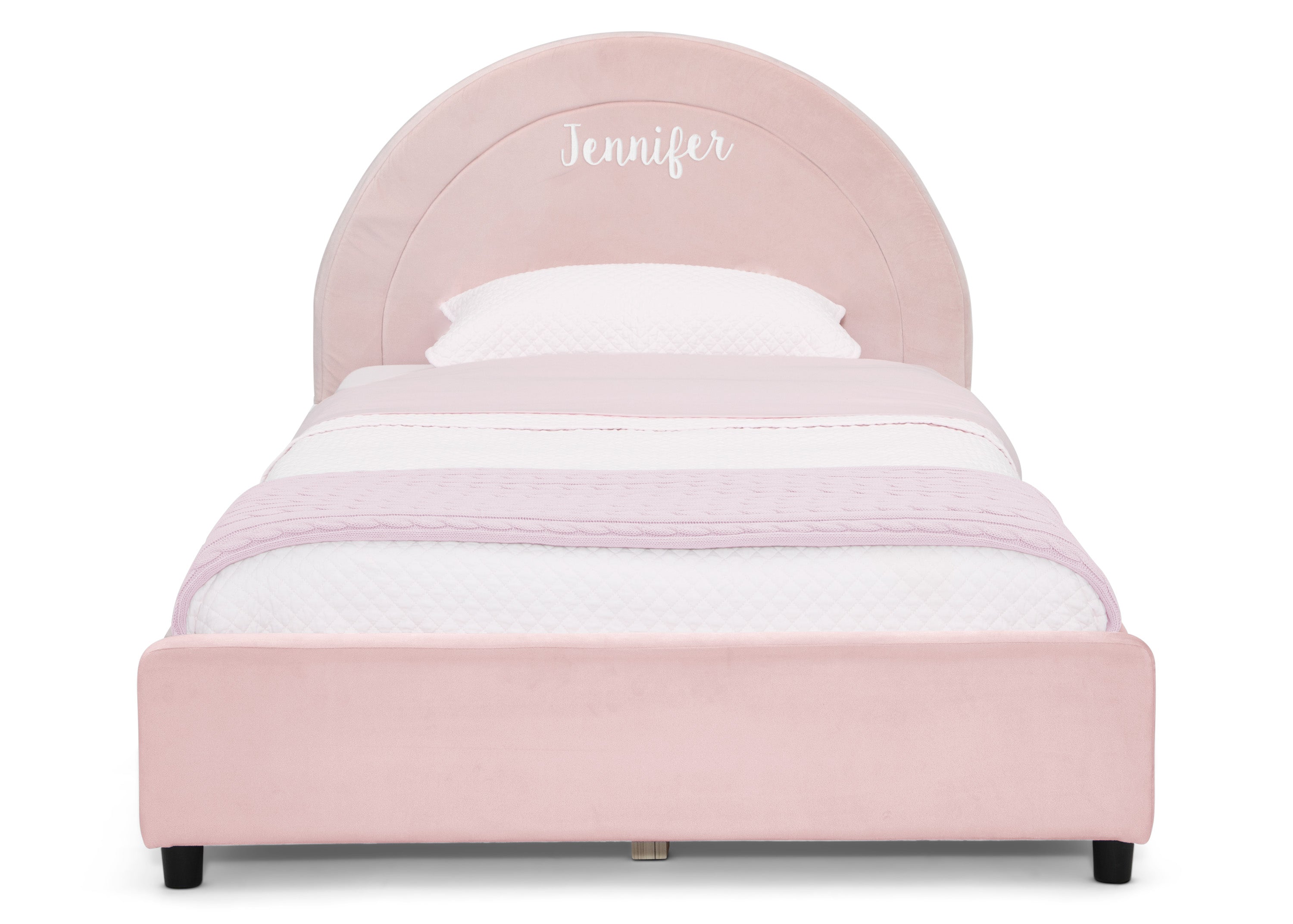 Custom Upholstered Twin Size Bed with Round Headboard - Soft Fabric Platform Bed Frame for Kids, Teens & Guest Rooms - Perfect for Small Bedrooms & Cozy Spaces